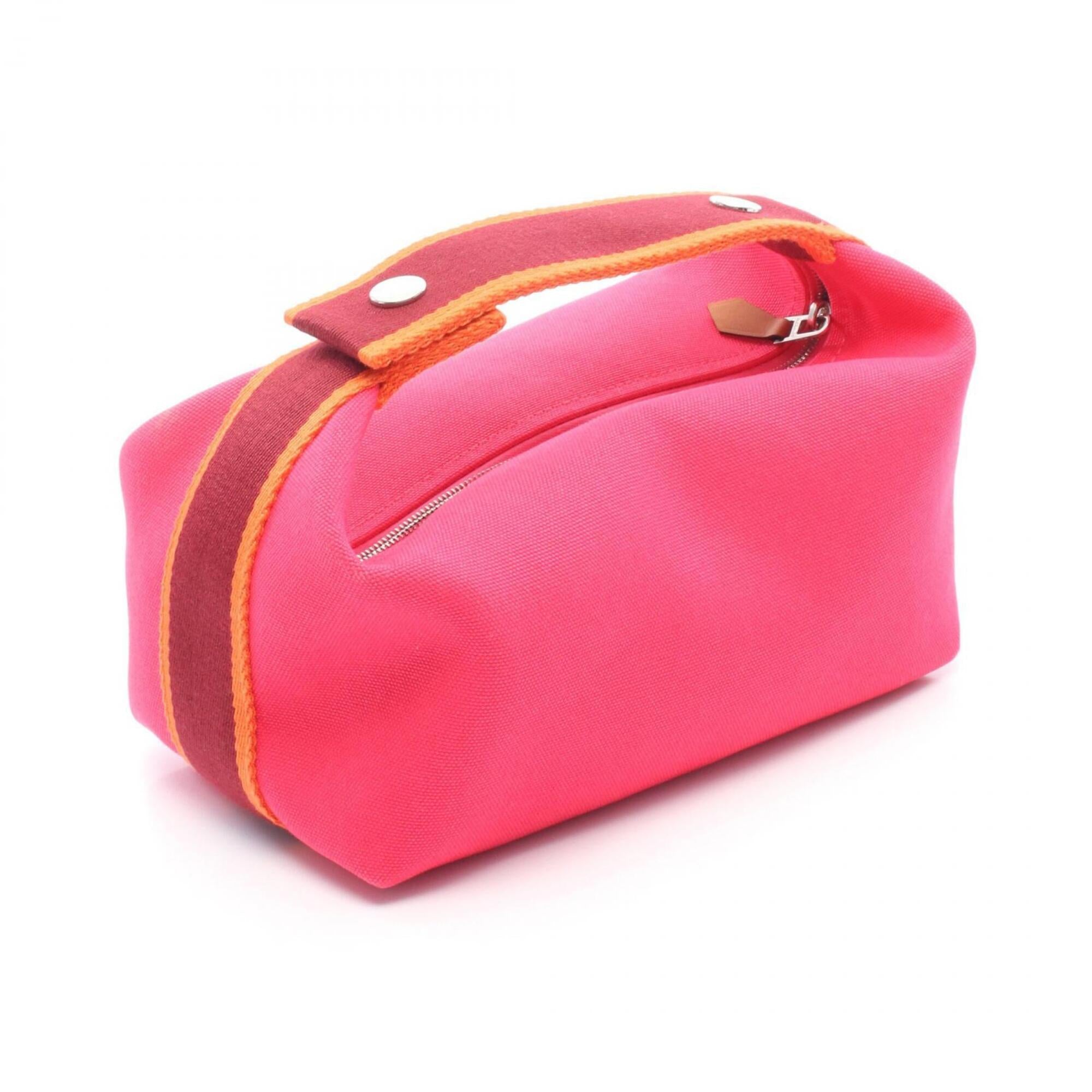 Hermes Bordeaux Orange Pink Canvas Pouch (Pre-Owned)