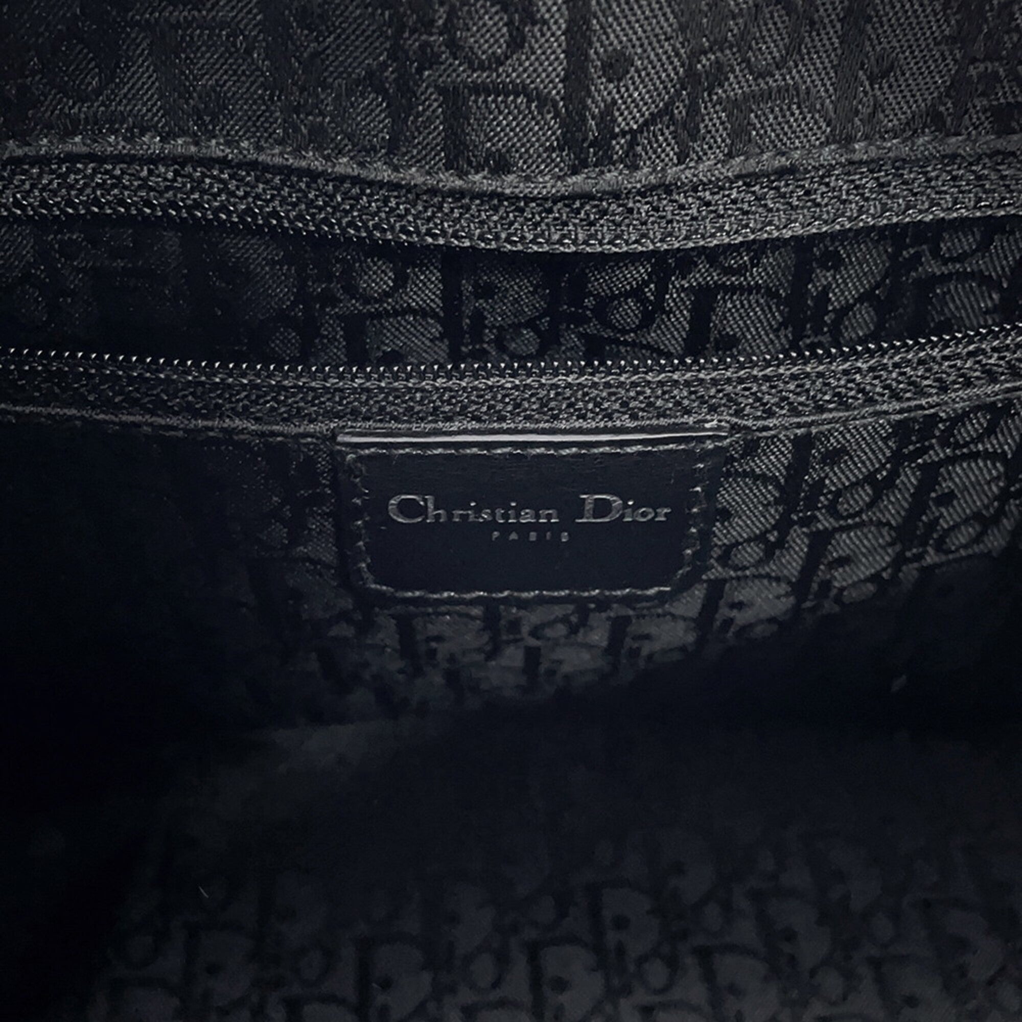 Christian Dior Black Leather Canvas Handbag (Pre-Owned)