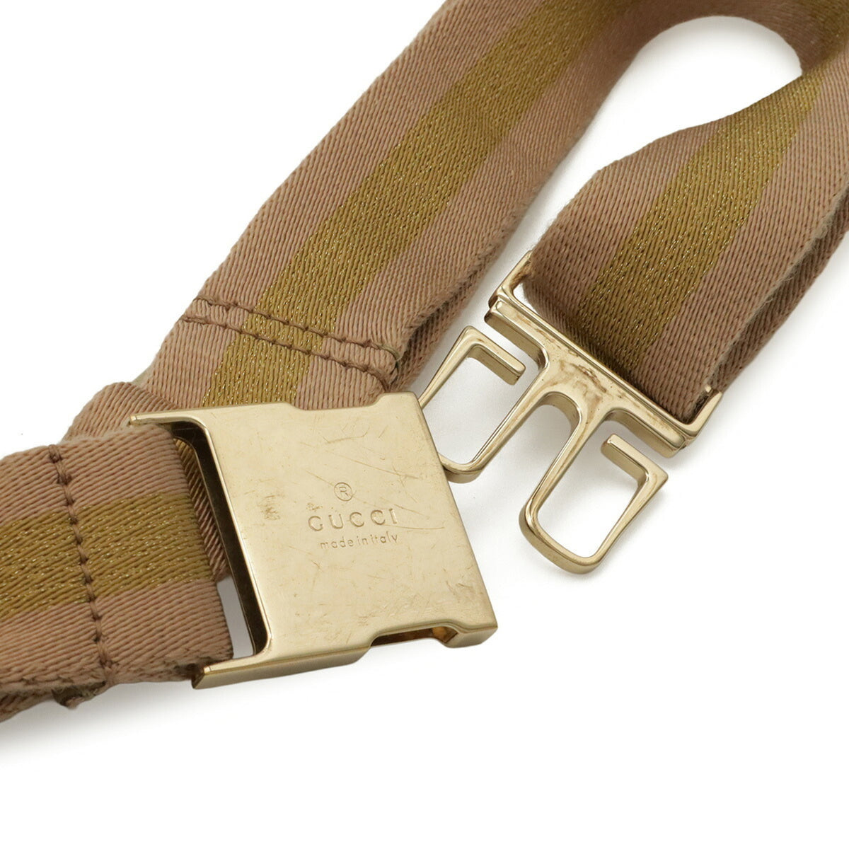 Gucci Beige Metallic Gold Pink Gg Canvas Leather Fanny Pack Sling Bag (Pre-Owned)