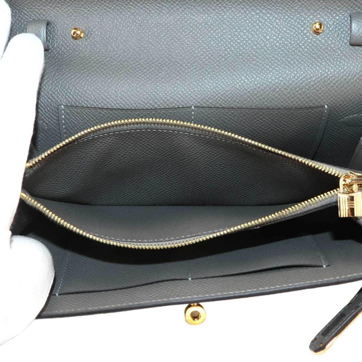 Hermes Gray Epsom Leather Chain/Shoulder Wallet (Pre-Owned)