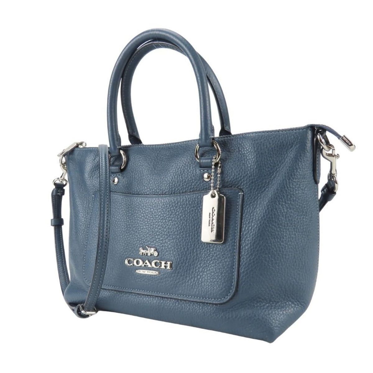 Coach Navy Leather Handbag (Pre-Owned)