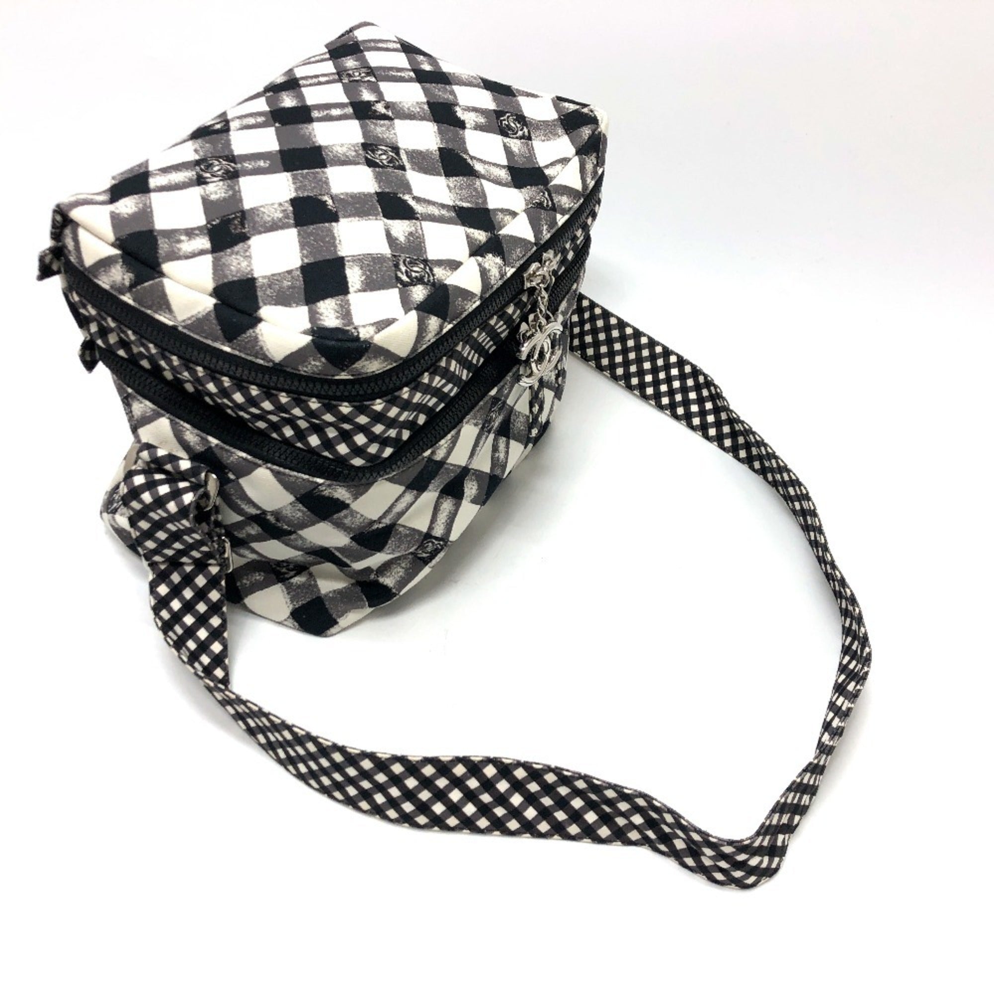 Chanel Black White Canvas Shoulder Bag (Pre-Owned)
