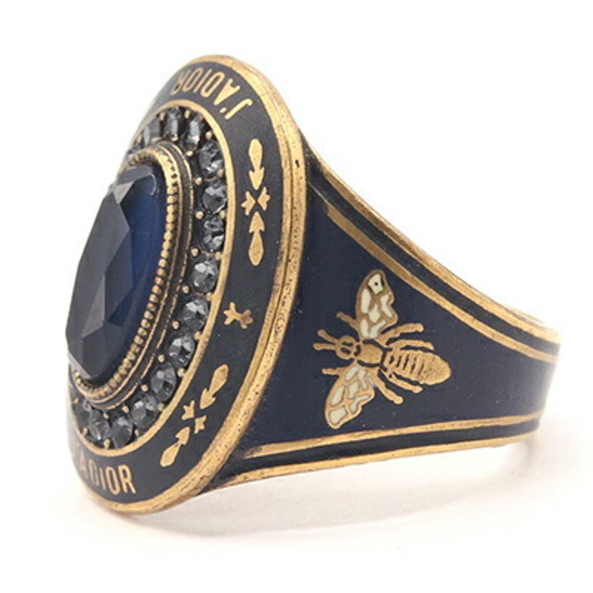 Christian Dior Black Navy Metal Band Ring (Pre-Owned)