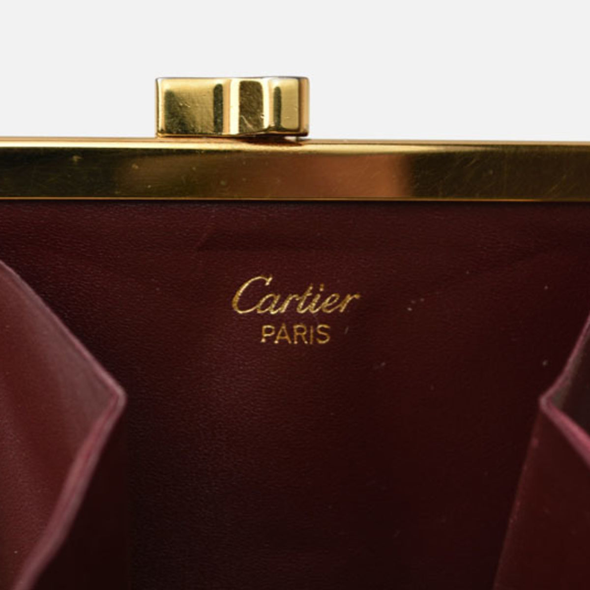 Cartier Must Bordeaux Leather Coin Purse/Coin Case (Pre-Owned)