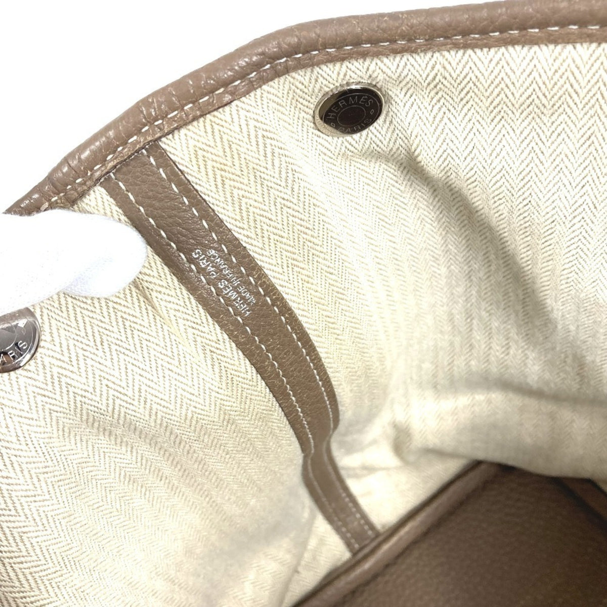 Hermes Beige Etoupe Gray Negonda Leather Handbag Shoulder Bag Tote Bag (Pre-Owned)