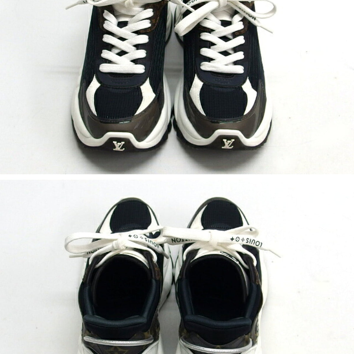 Louis Vuitton Black Dark Brown White Sneakers (Pre-Owned)