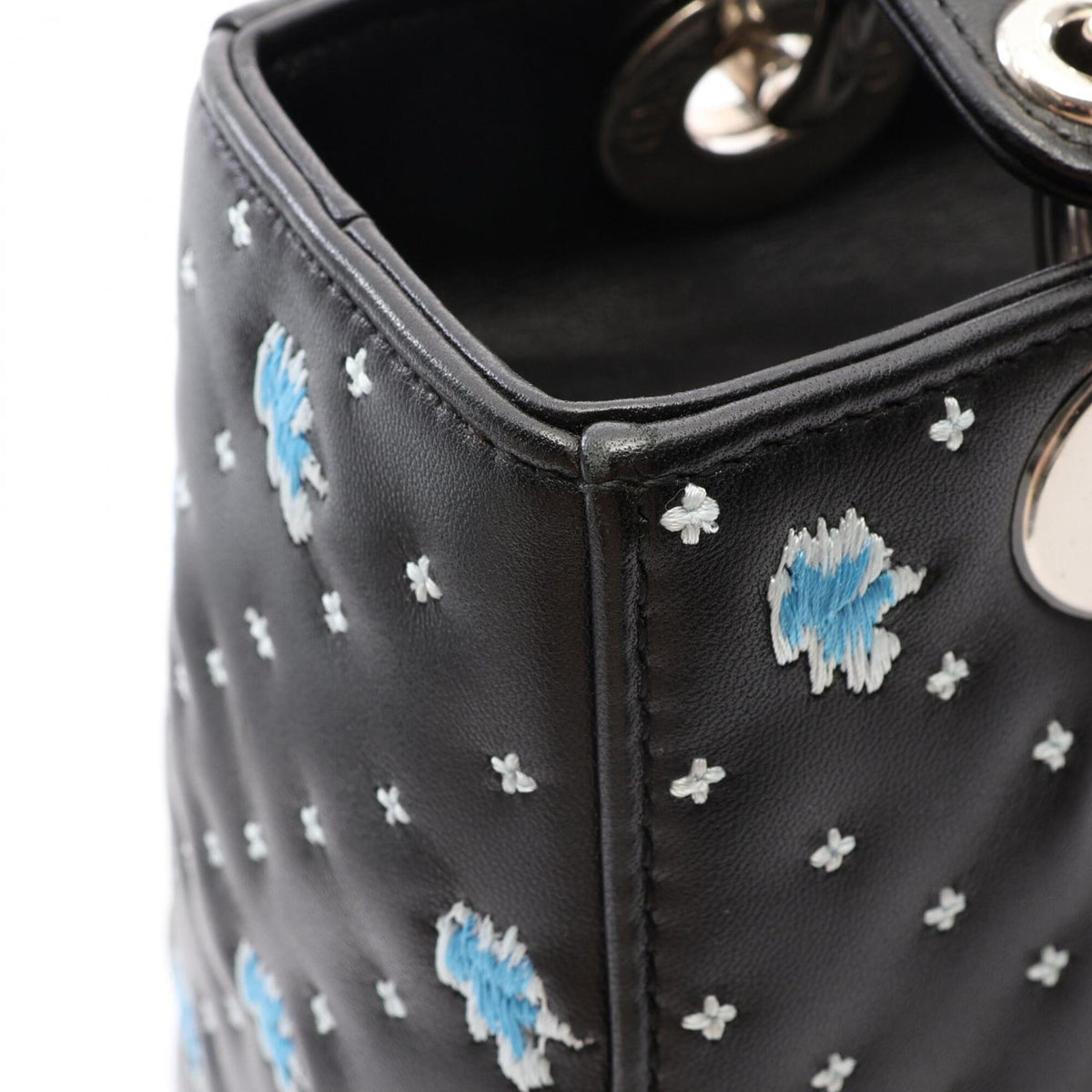 Christian Dior Black Blue White Leather Handbag (Pre-Owned)