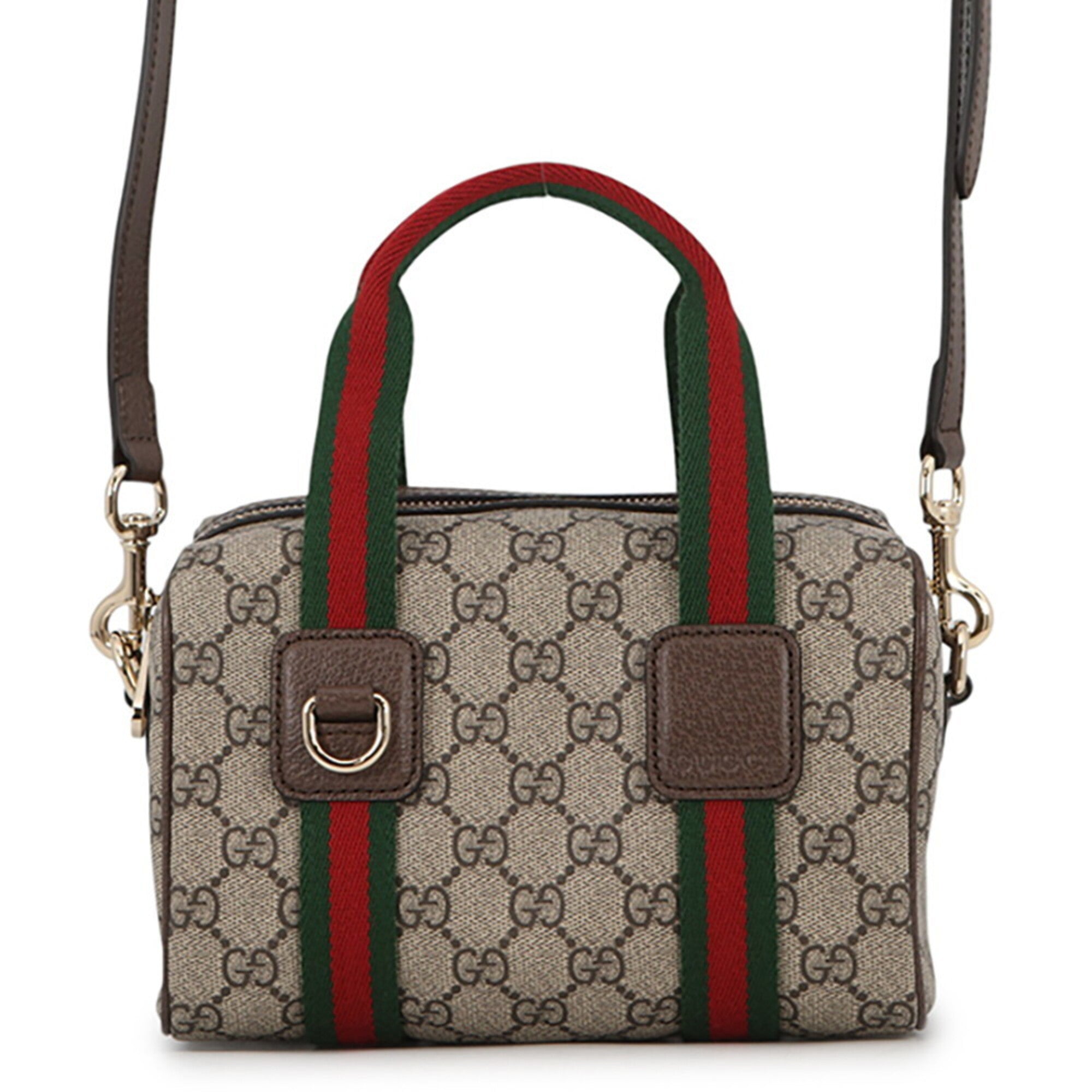 Gucci Beige Brown Champagne Gold Gg Supreme Leather Handbag (Pre-Owned)