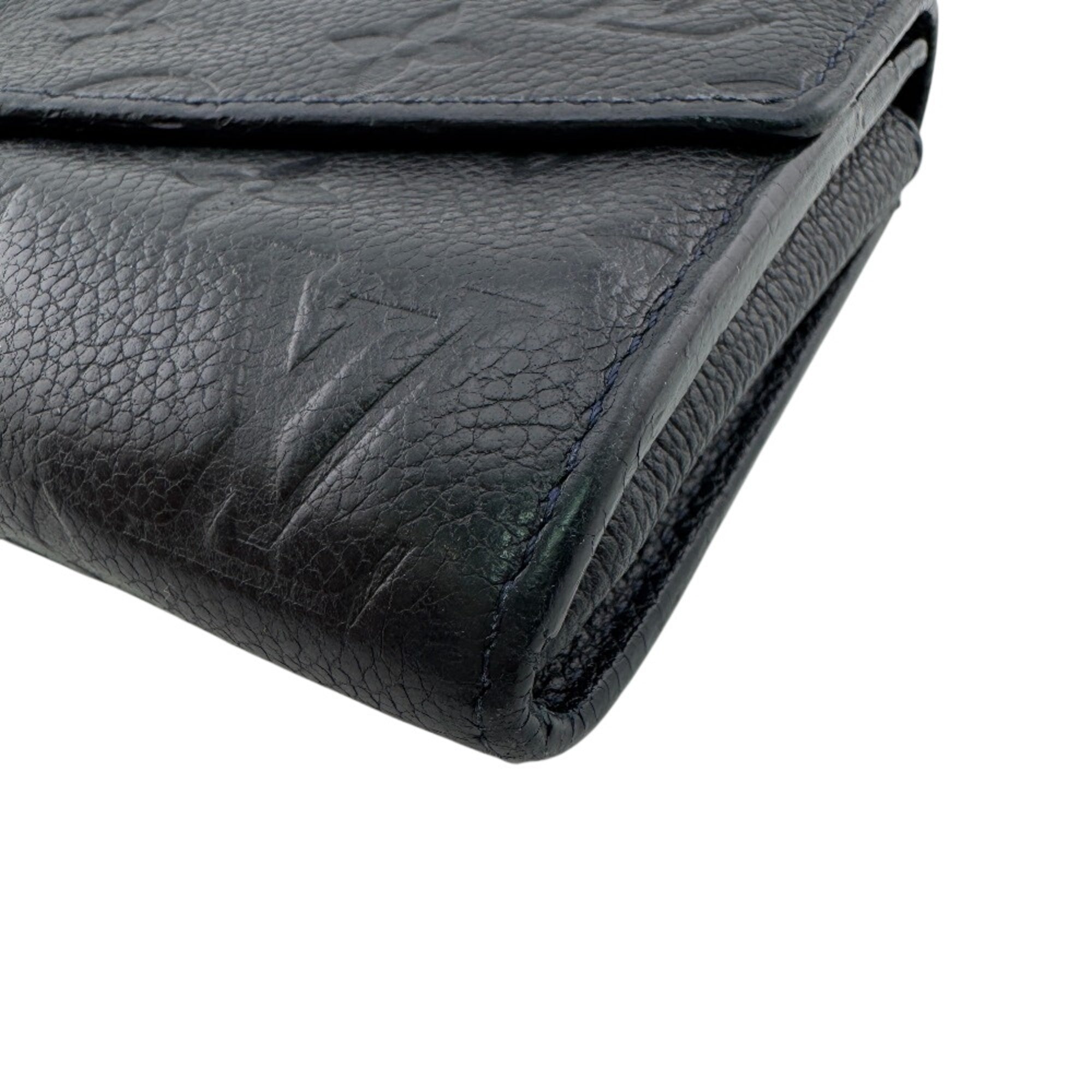 Louis Vuitton Monogram Empreinte Black Noir Leather Long Wallet (Bi-Fold) (Pre-Owned)