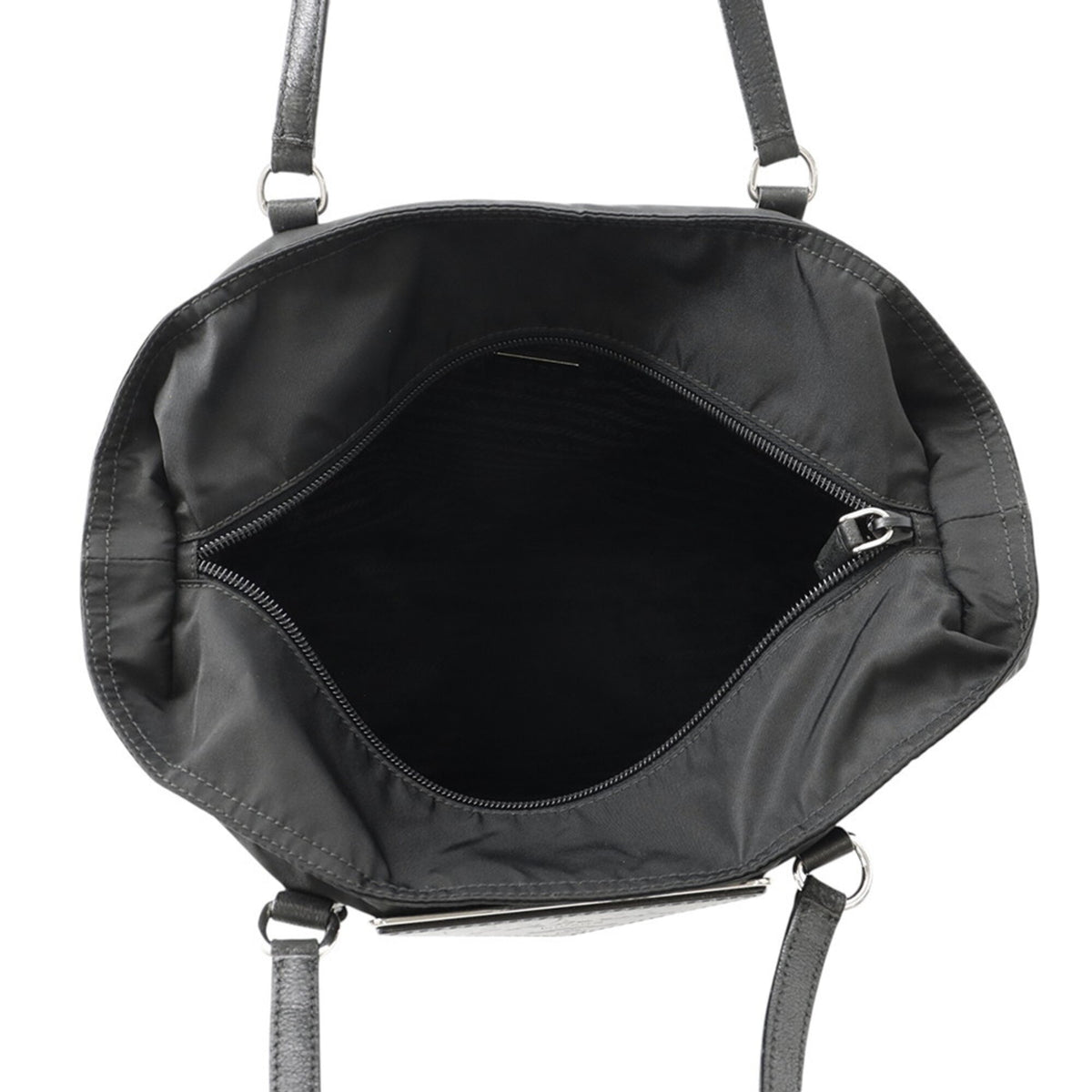 Prada Black Nylon Leather Handbag Tote Bag (Pre-Owned)