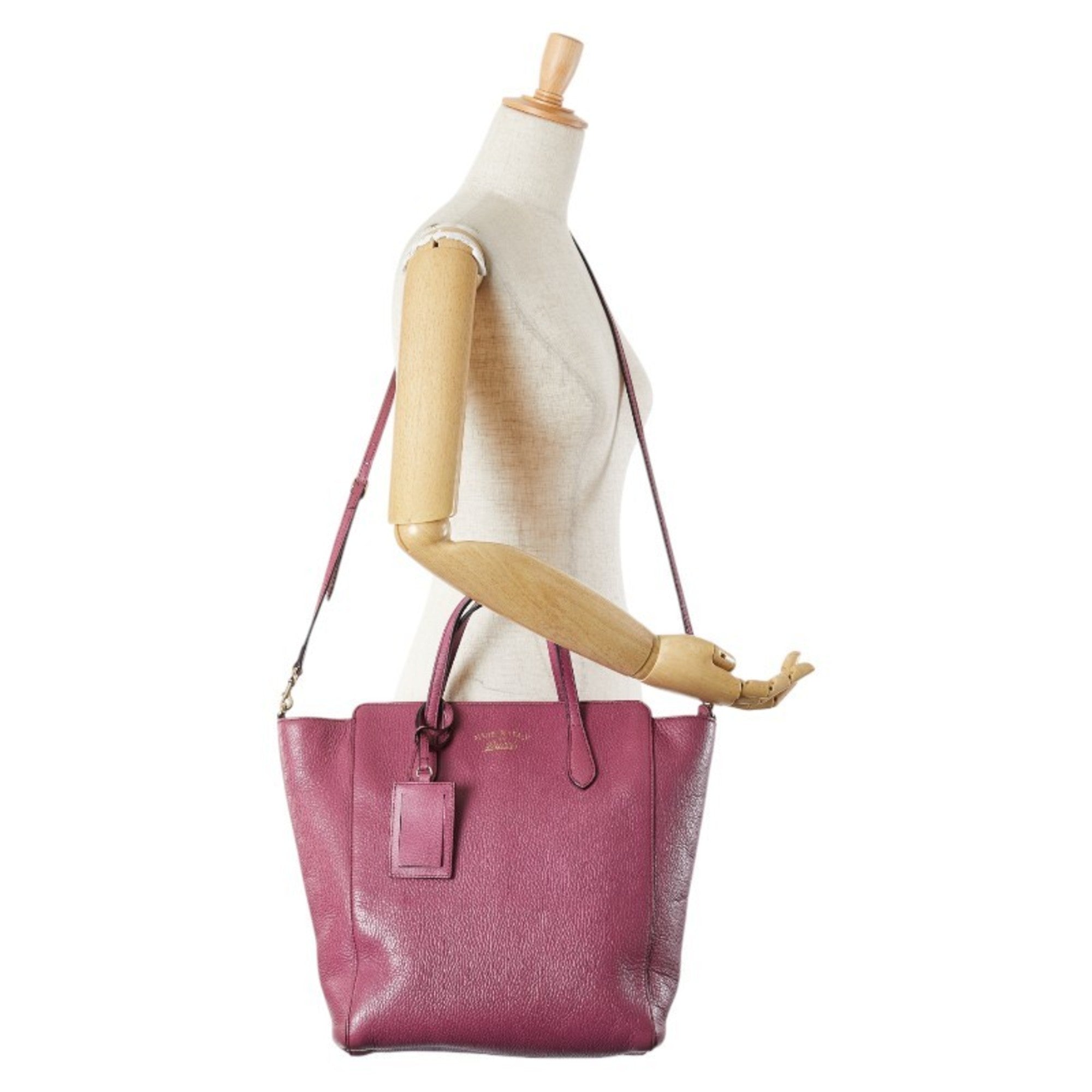 Gucci Purple Leather Handbag Shoulder Bag (Pre-Owned)