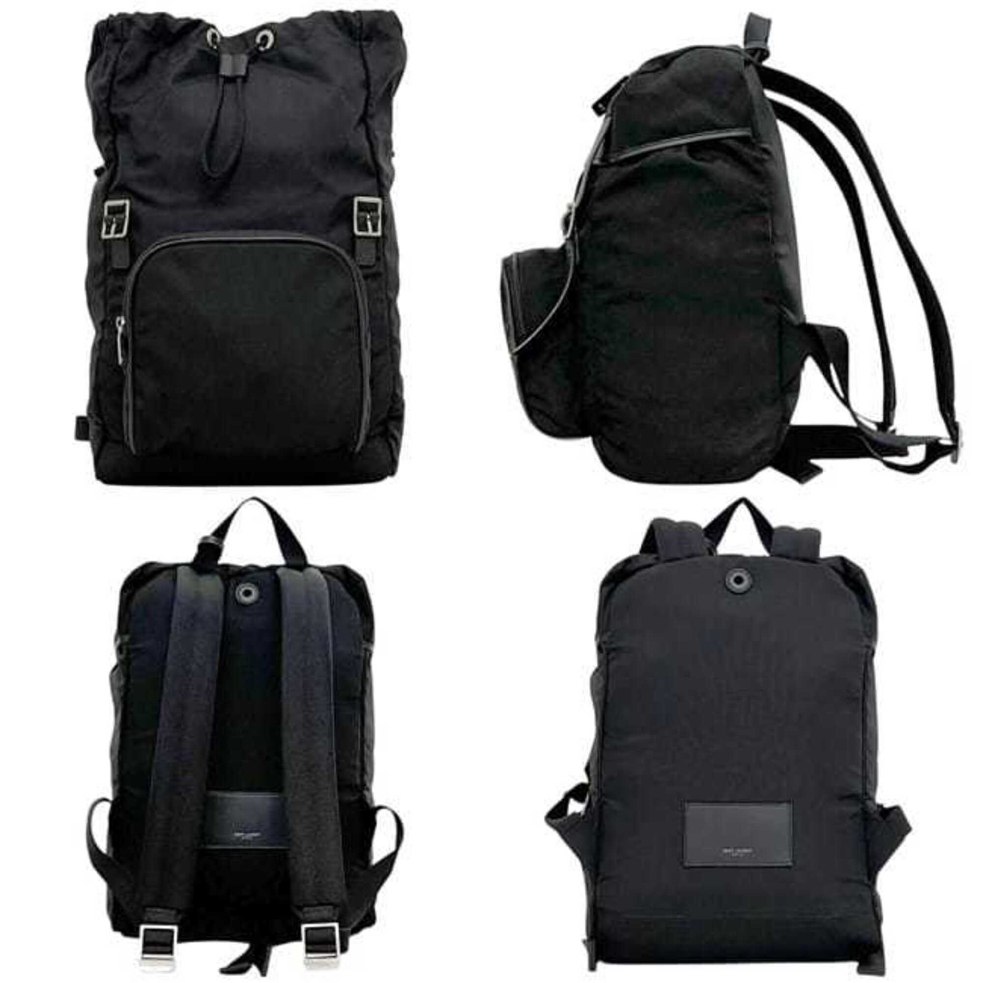Saint Laurent Black Canvas Leather Backpack (Pre-Owned)