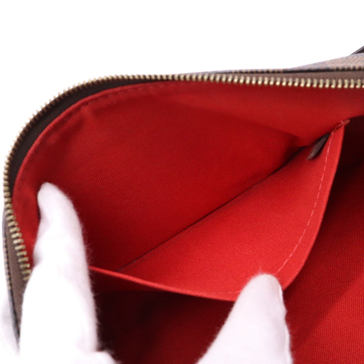 Louis Vuitton Beige Brown Red Color Coated Canvas Leather Handbag Pochette (Pre-Owned)