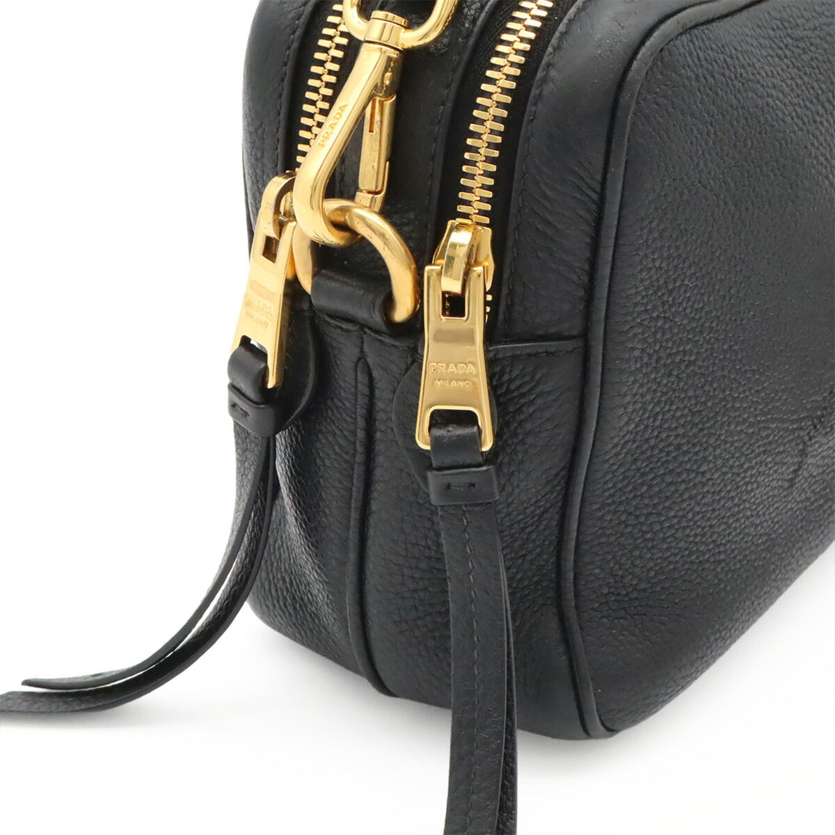 Prada Black Nero Leather Clutch Bag Shoulder Bag (Pre-Owned)