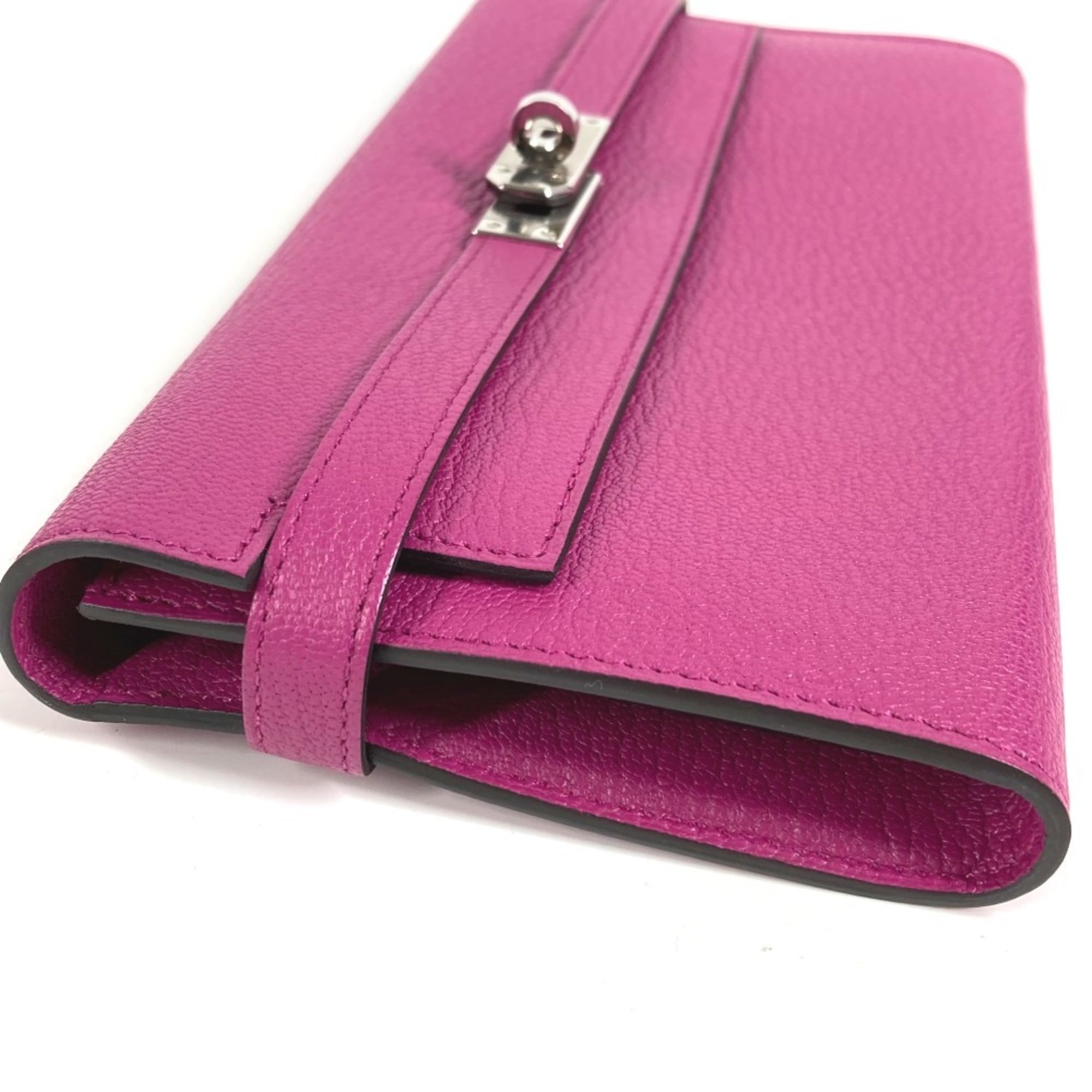 Hermes Rose Purple Chevre Leather Long Wallet (Bi-Fold) (Pre-Owned)