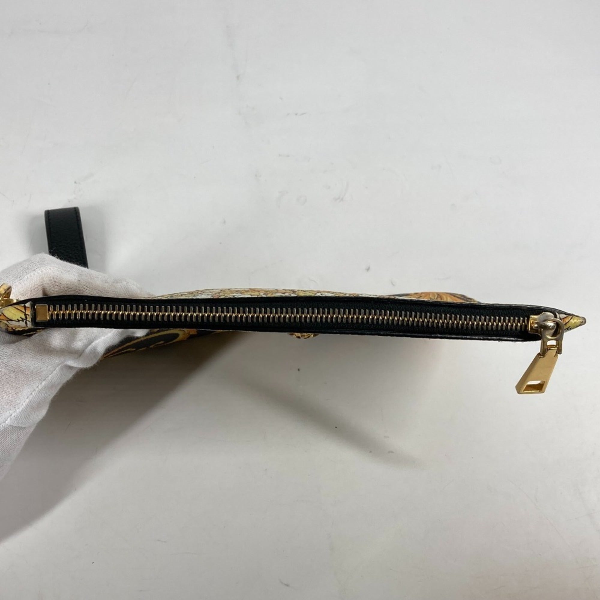 Versace Black Yellow Leather Clutch Bag Pouch (Pre-Owned)
