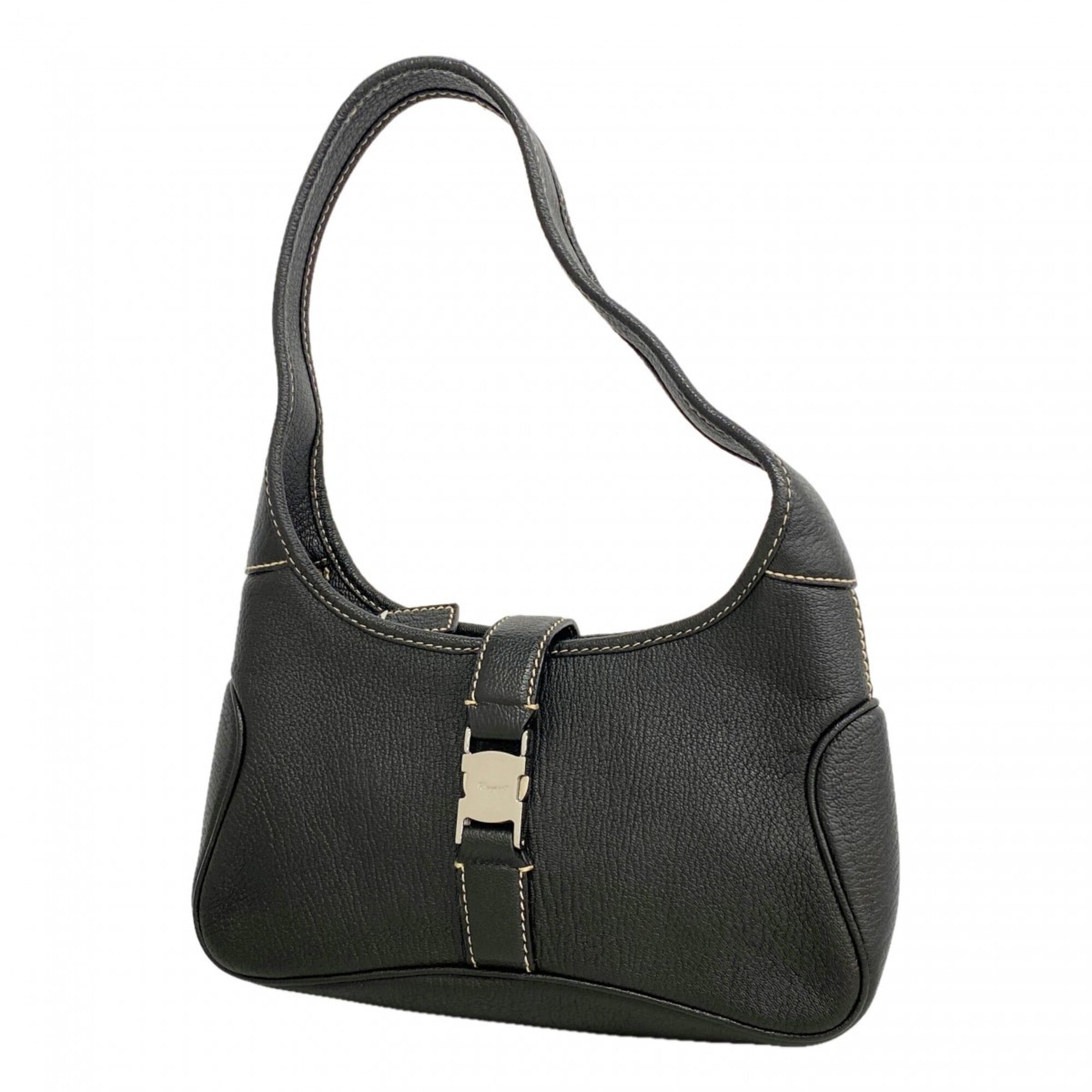 Salvatore Ferragamo Black Leather Shoulder Bag (Pre-Owned)