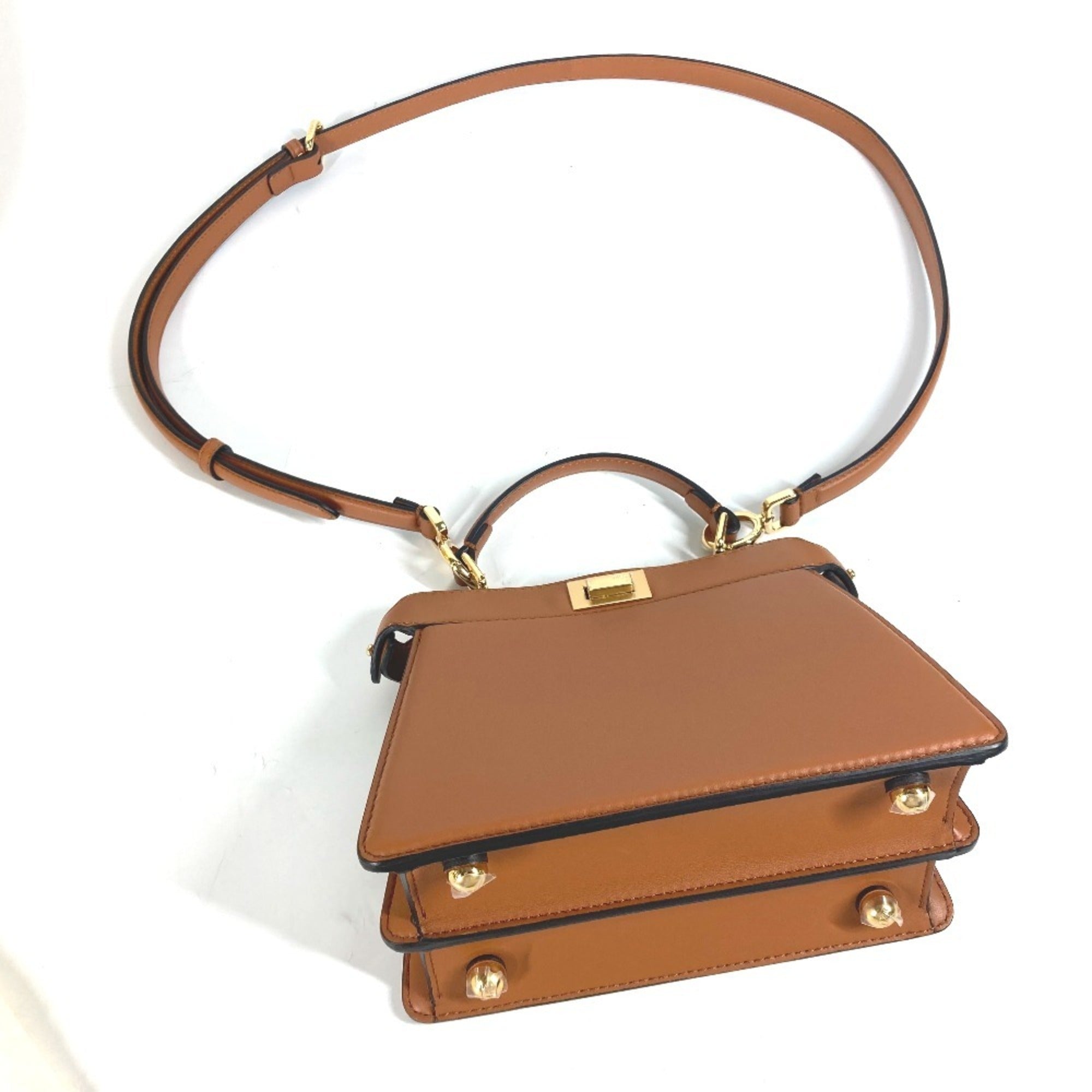 Fendi Peekaboo Brown Leather Handbag Shoulder Bag
