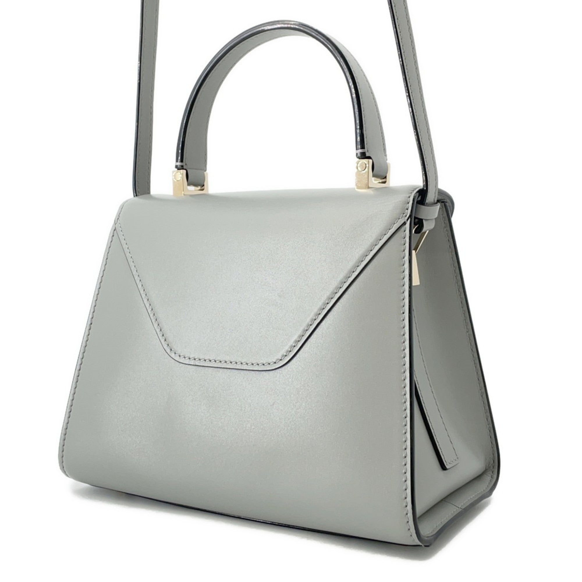 Valextra Light Gray Leather Handbag (Pre-Owned)