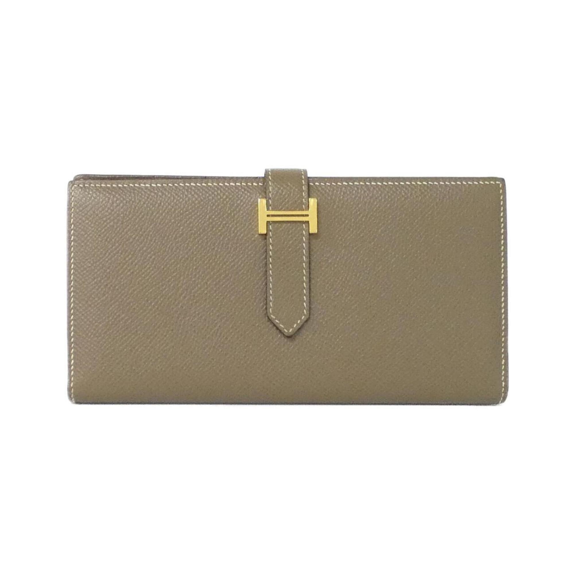 Hermes Etoupe Gray Epsom Leather Middle Wallet (Bi-Fold) (Pre-Owned)
