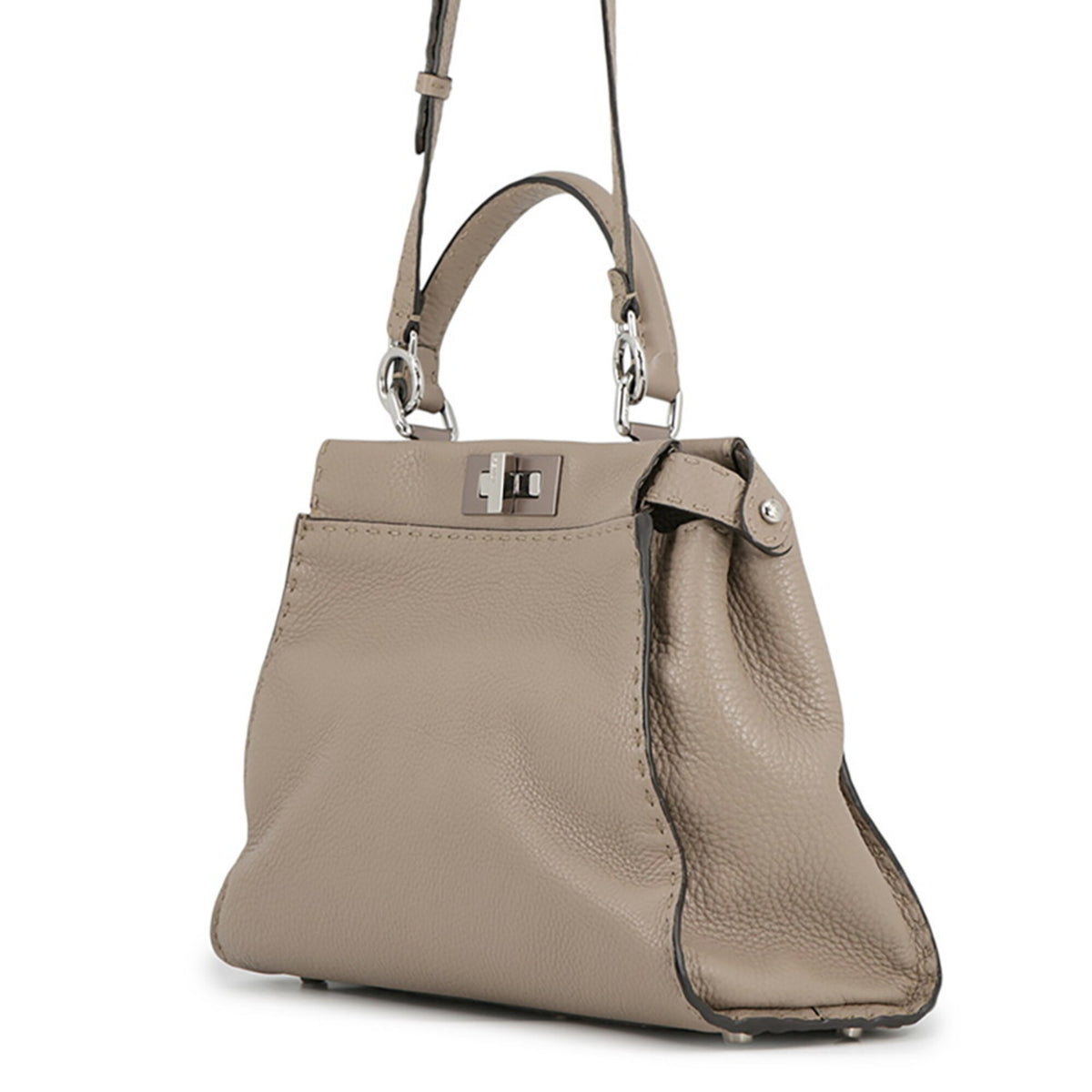 Fendi Selleria Silver Leather Handbag Shoulder Bag (Pre-Owned)