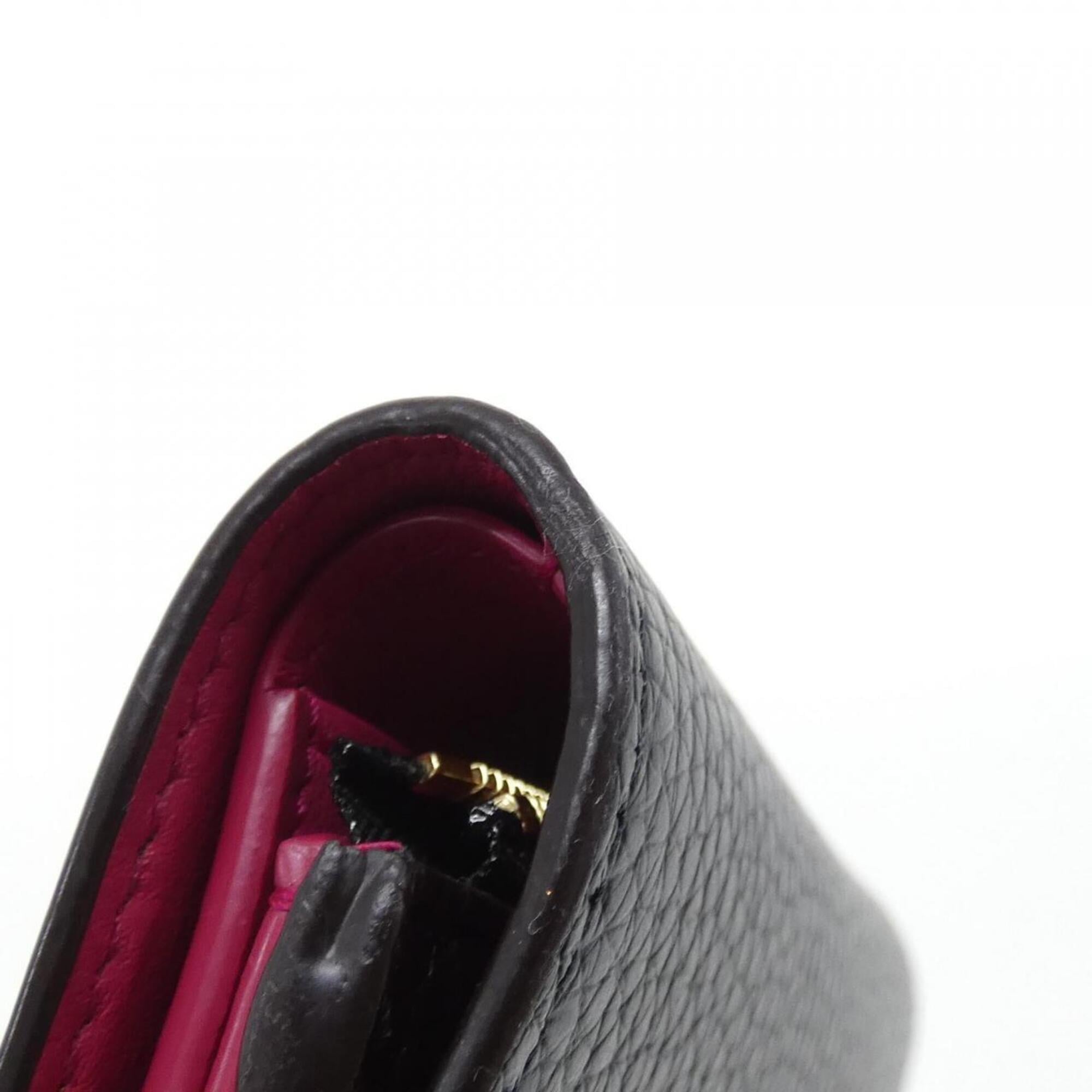 Louis Vuitton Black Hot Pink Leather Wallet (Tri-Fold) (Pre-Owned)