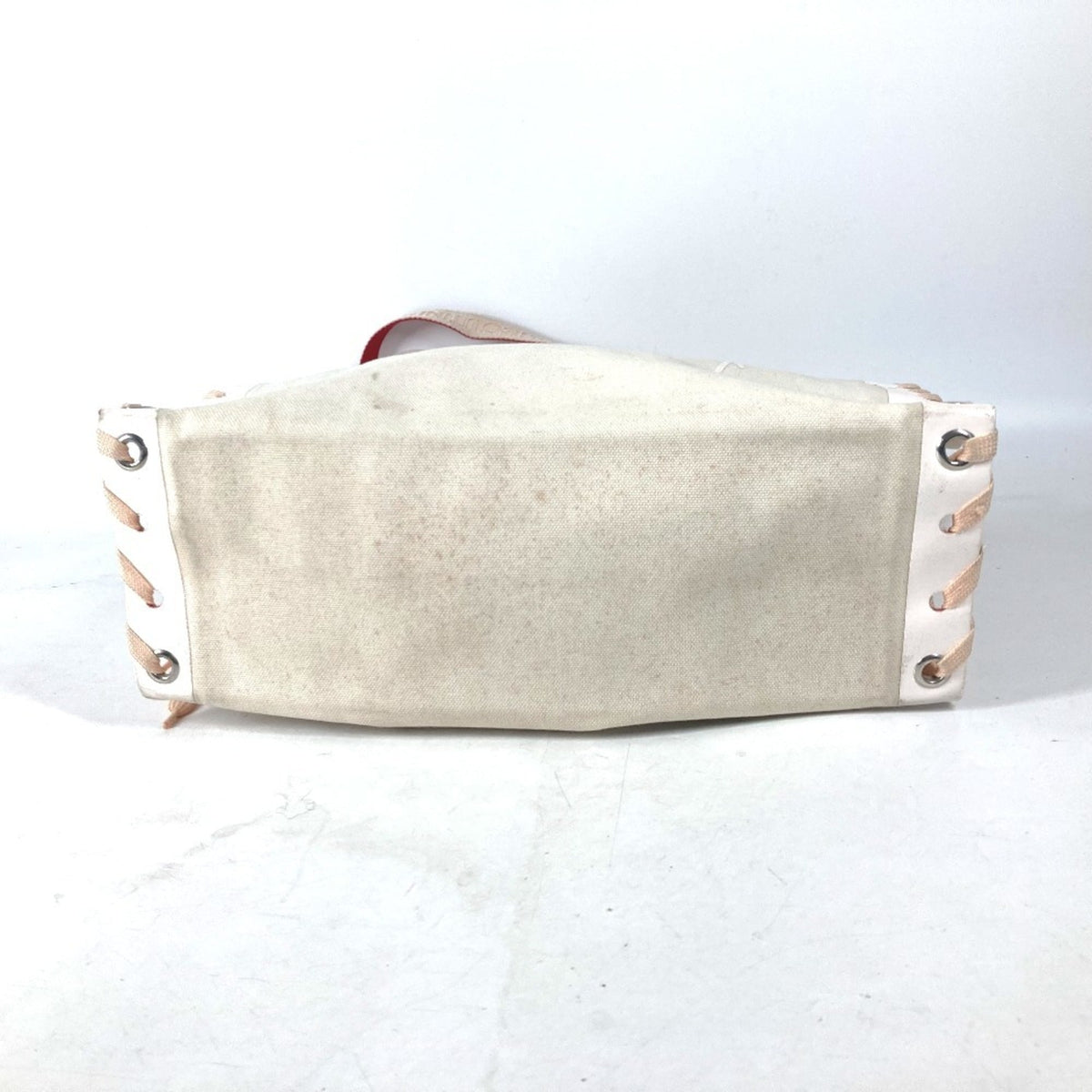 Christian Louboutin Pink White Canvas Leather Shoulder Bag Tote Bag (Pre-Owned)