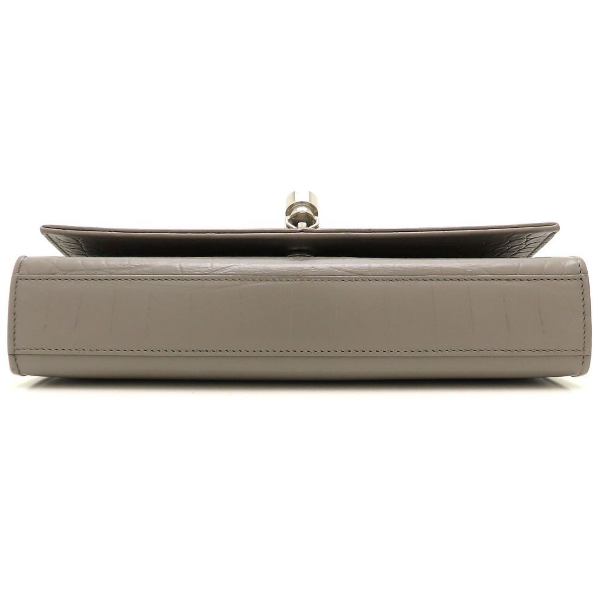 Yves Saint Laurent Gray Leather Shoulder Bag (Pre-Owned)