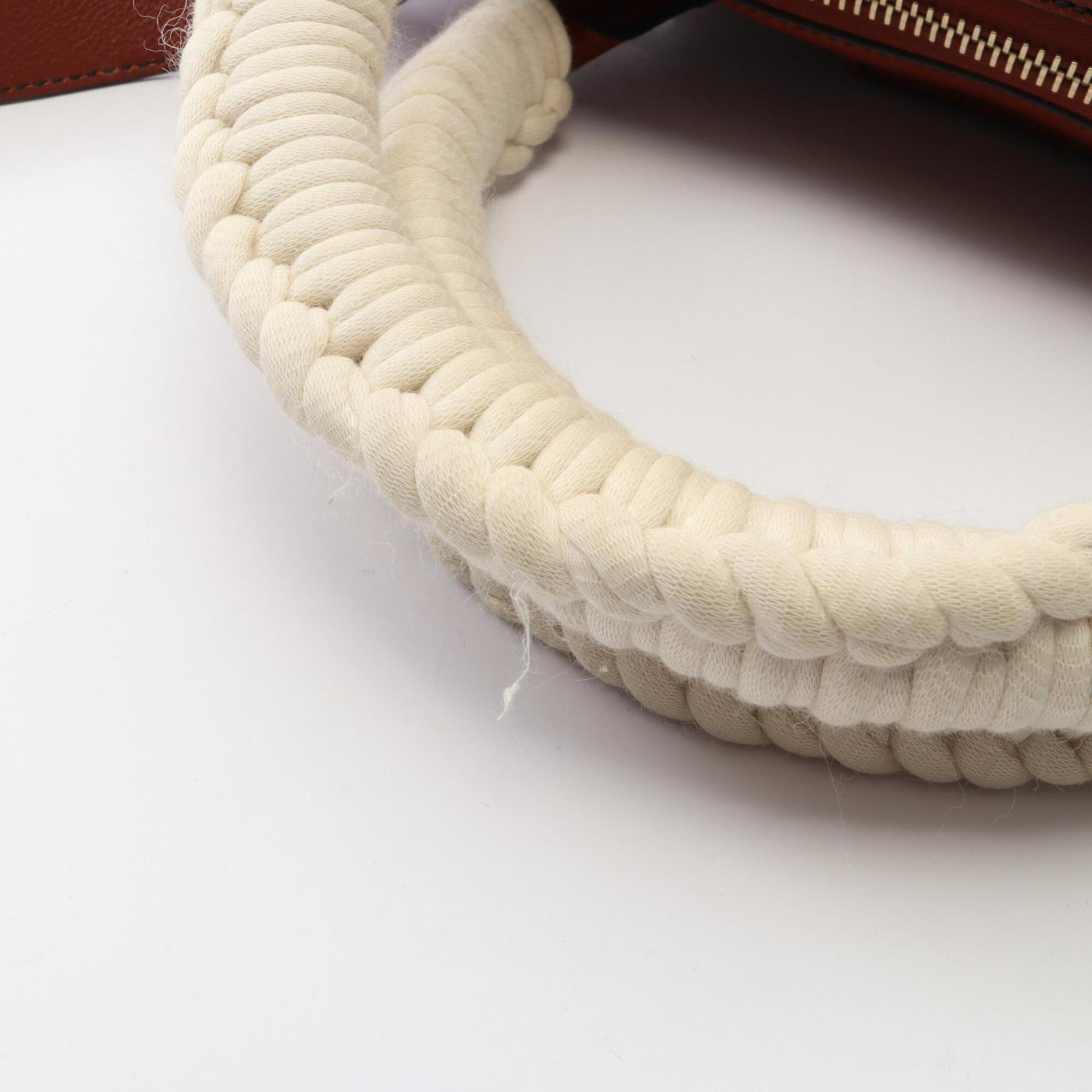 Chloé Brown White Leather Cotton Handbag (Pre-Owned)