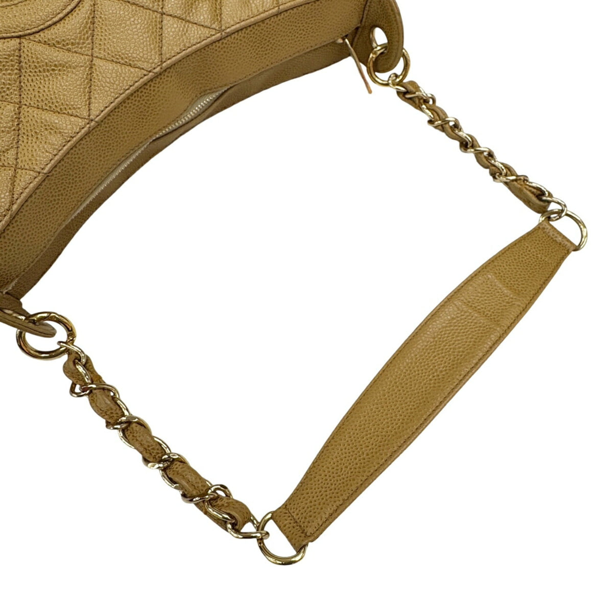Chanel Beige Grained Calfskin Shoulder Bag (Pre-Owned)