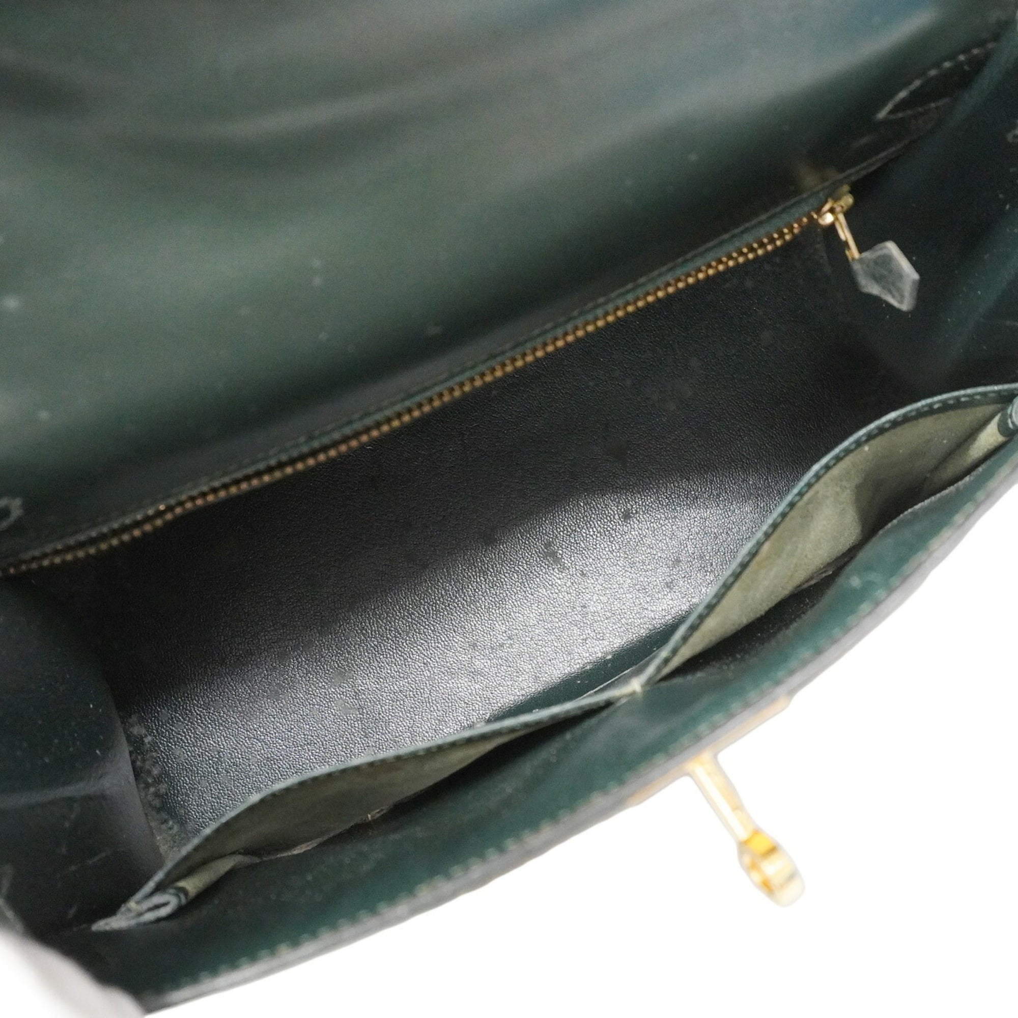 Hermes Green Box Calf Leather Handbag (Pre-Owned)