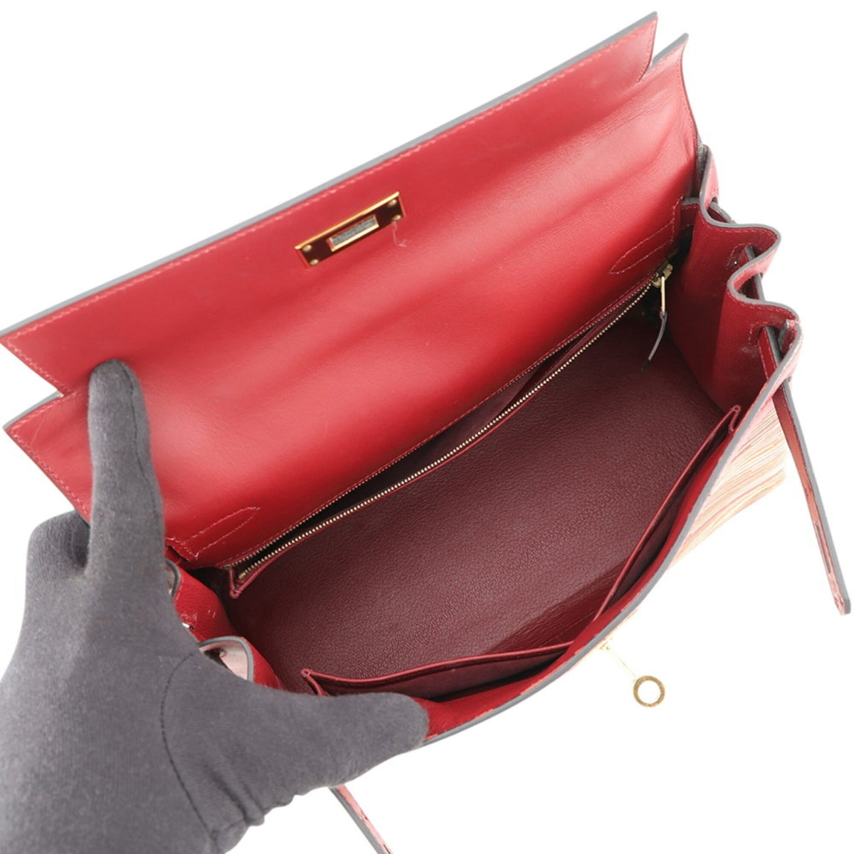 Hermes Multi-Color Rouge Vif Box Calf Leather Leather Handbag (Pre-Owned)