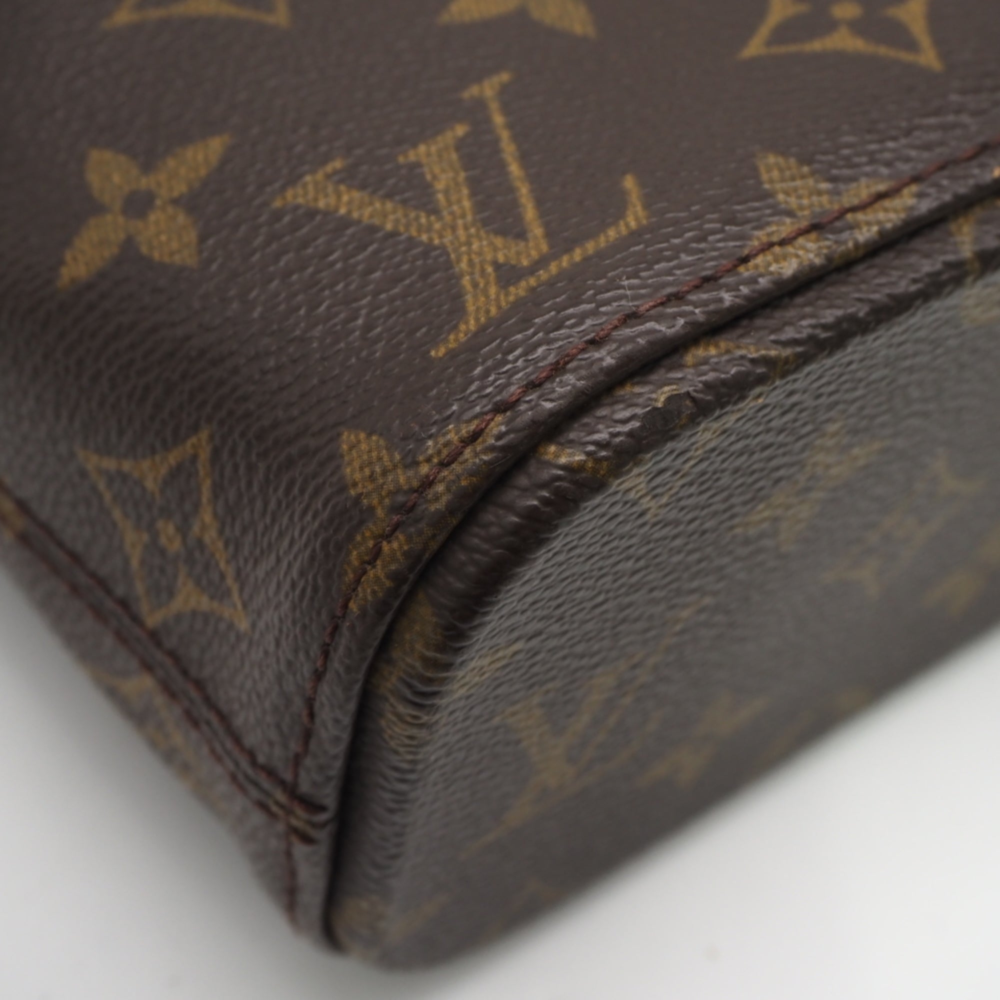 Louis Vuitton Monogram Beige Brown Coated Canvas Leather Handbag (Pre-Owned)