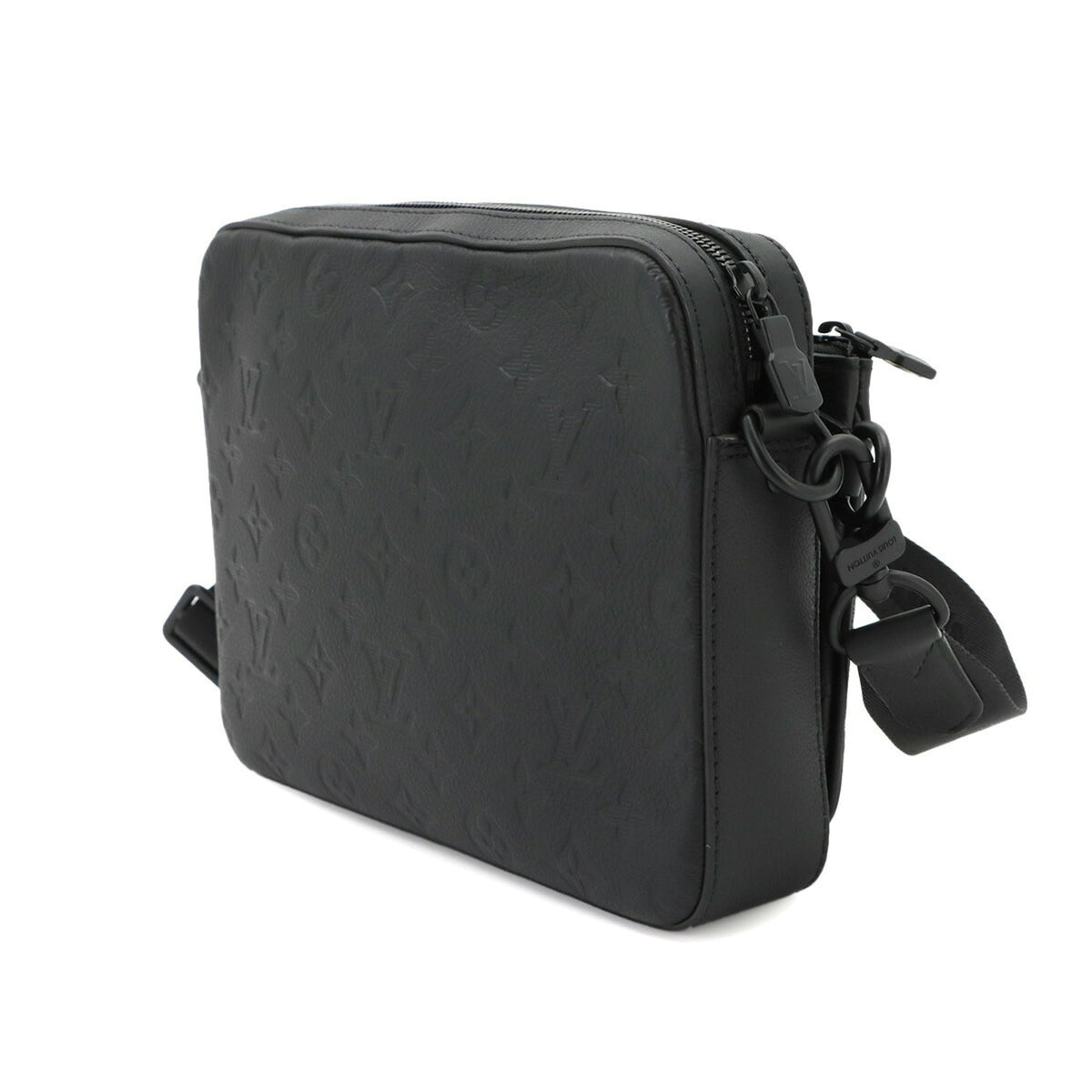 Louis Vuitton Black Noir Monogram Shadow Messenger Bag Shoulder Bag (Pre-Owned)