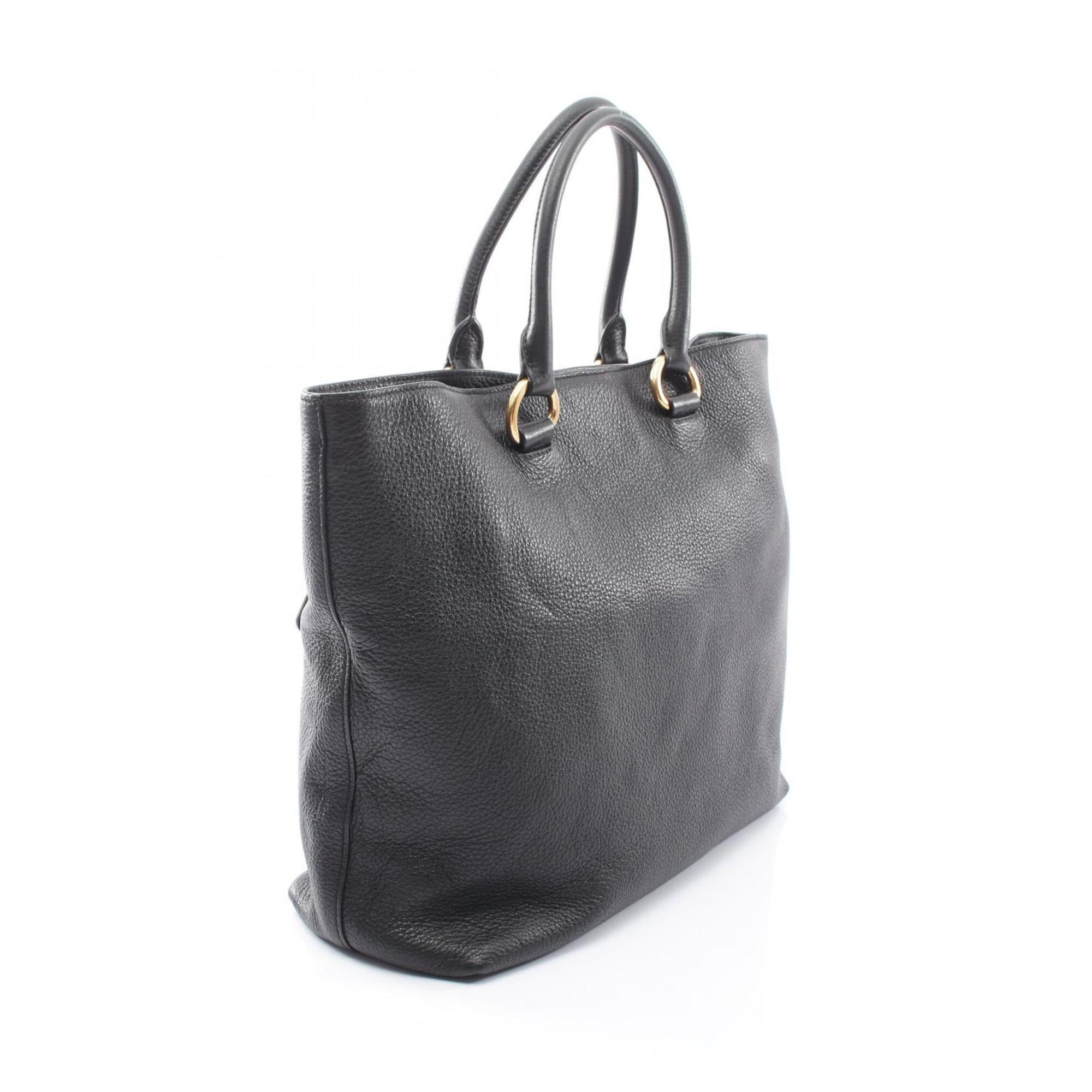 Prada Black Leather Handbag Tote Bag (Pre-Owned)