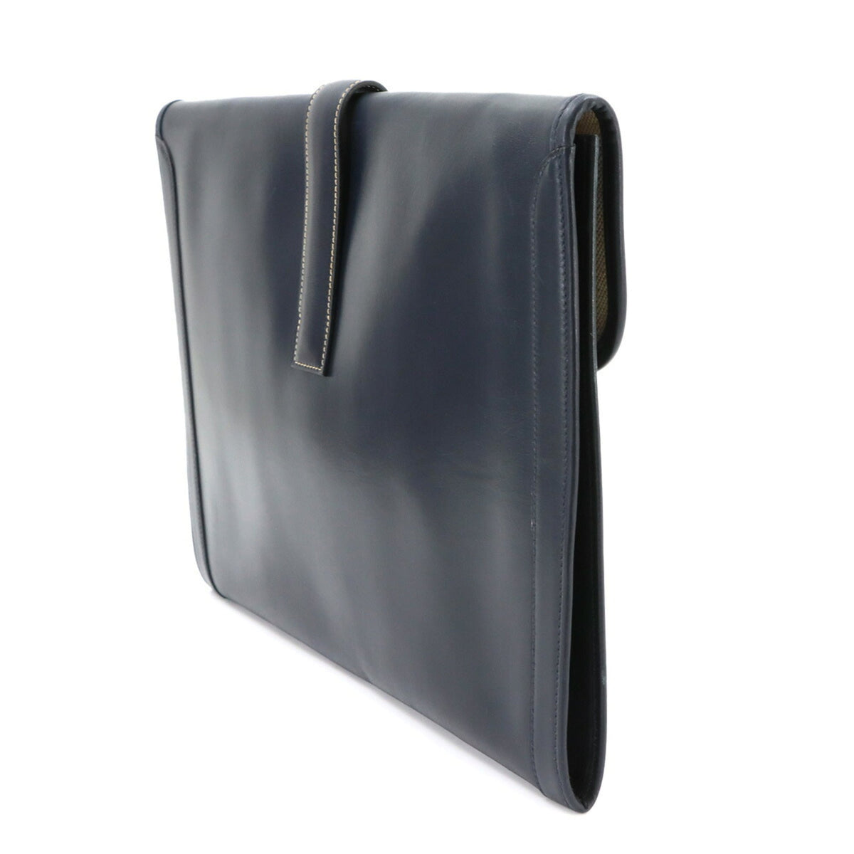 Hermes Navy Box Calf Leather Clutch Bag (Pre-Owned)