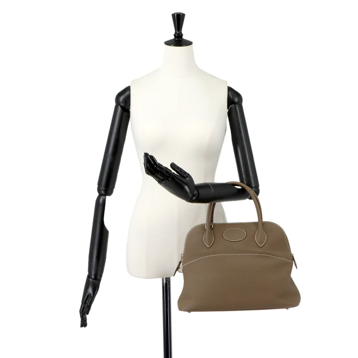 Hermes Etoupe Gray Taurillon Clemence Leather Handbag (Pre-Owned)