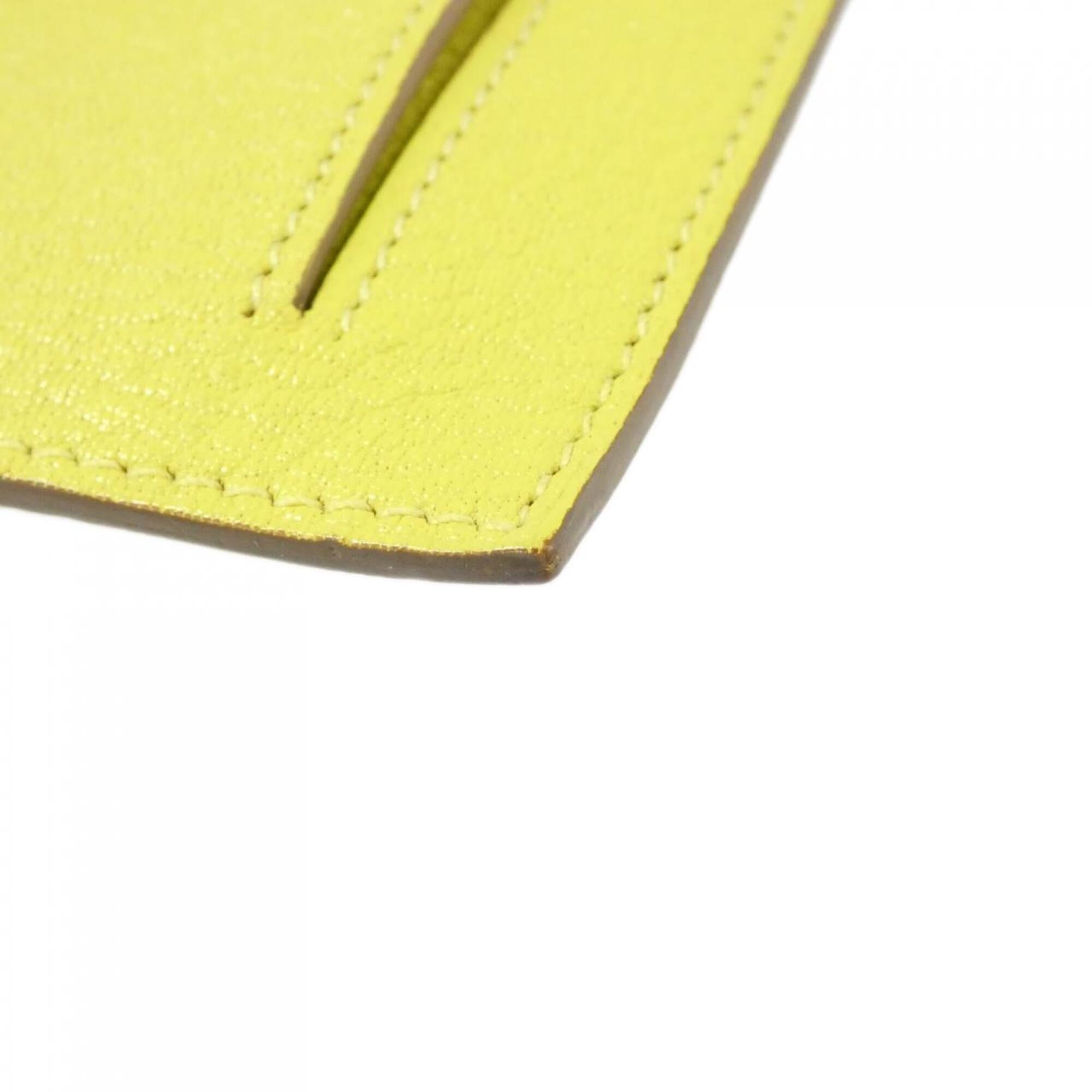 Hermes Lime Yellow Chevre Leather Card Wallet (Pre-Owned)