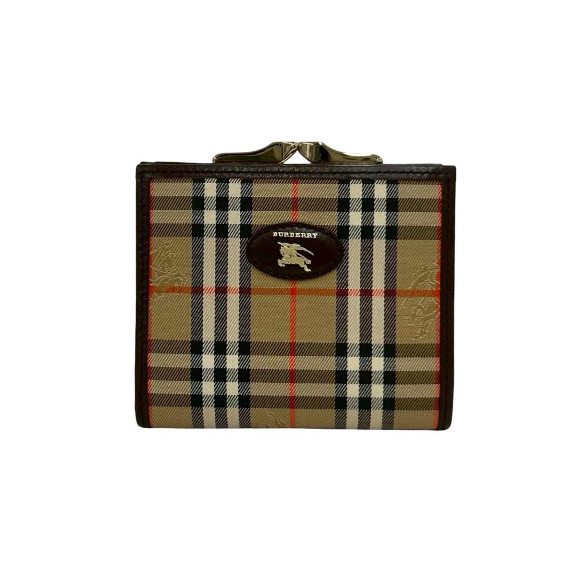 Burberry Beige Brown Canvas Leather Wallet (Bi-Fold) (Pre-Owned)