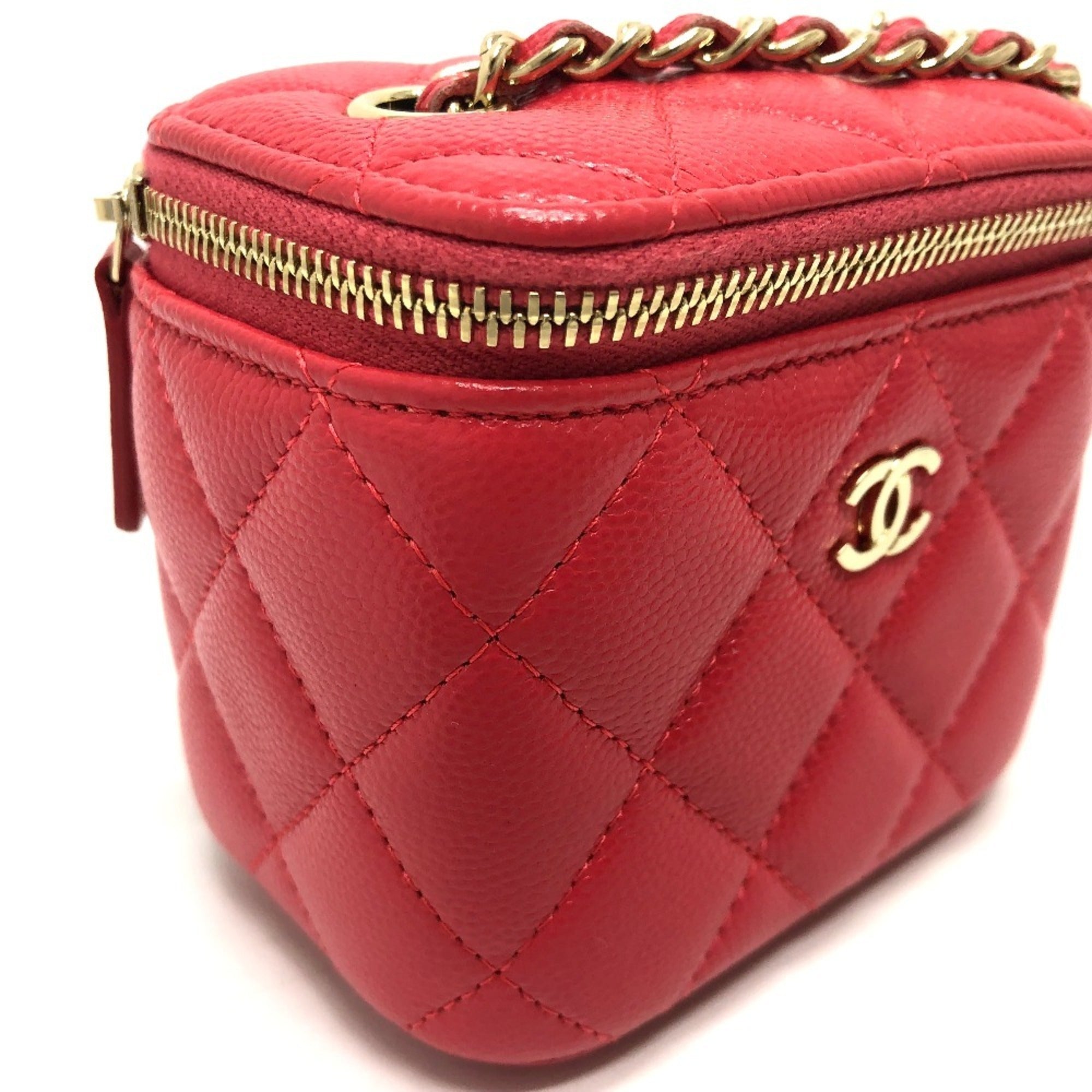 Chanel Pink Caviar Leather Shoulder Bag Vanity Bag (Pre-Owned)