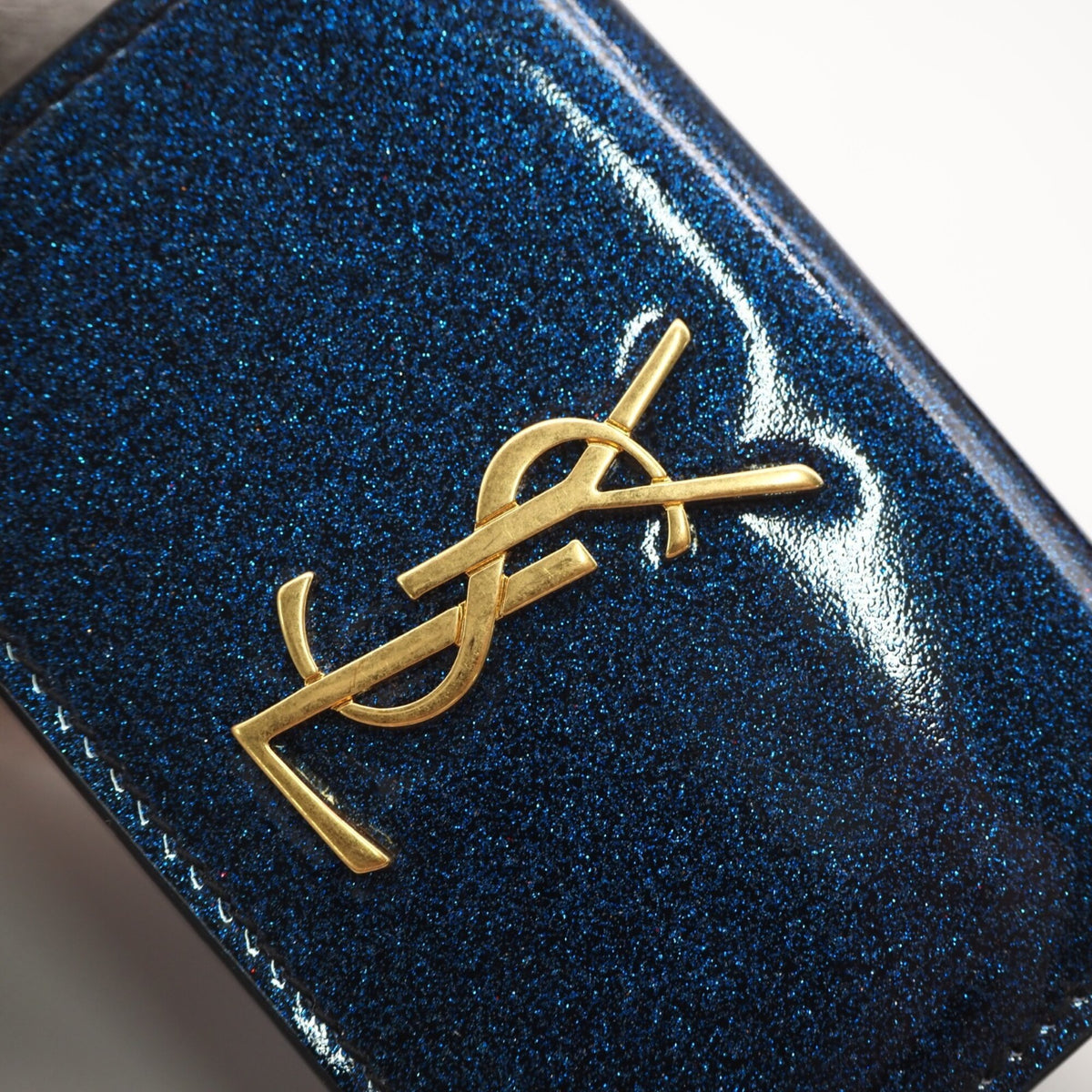 Yves Saint Laurent Blue Patent Leather Wallet (Tri-Fold) (Pre-Owned)