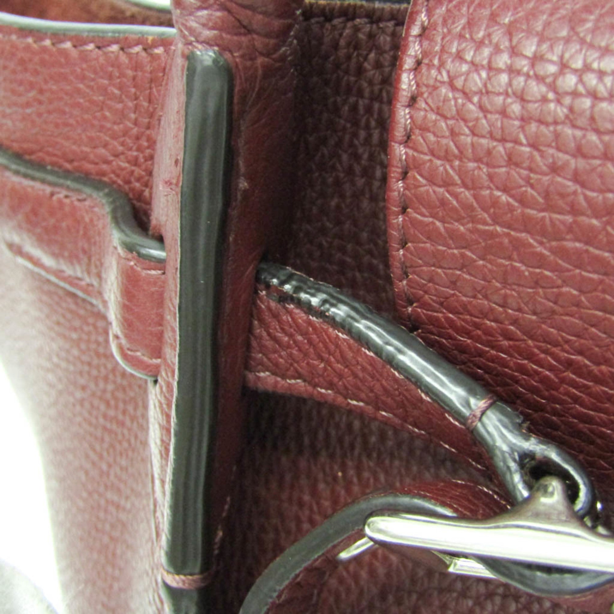 Celine Big Bag Smooth Leather Burgundy Leather Handbag (Pre-Owned)