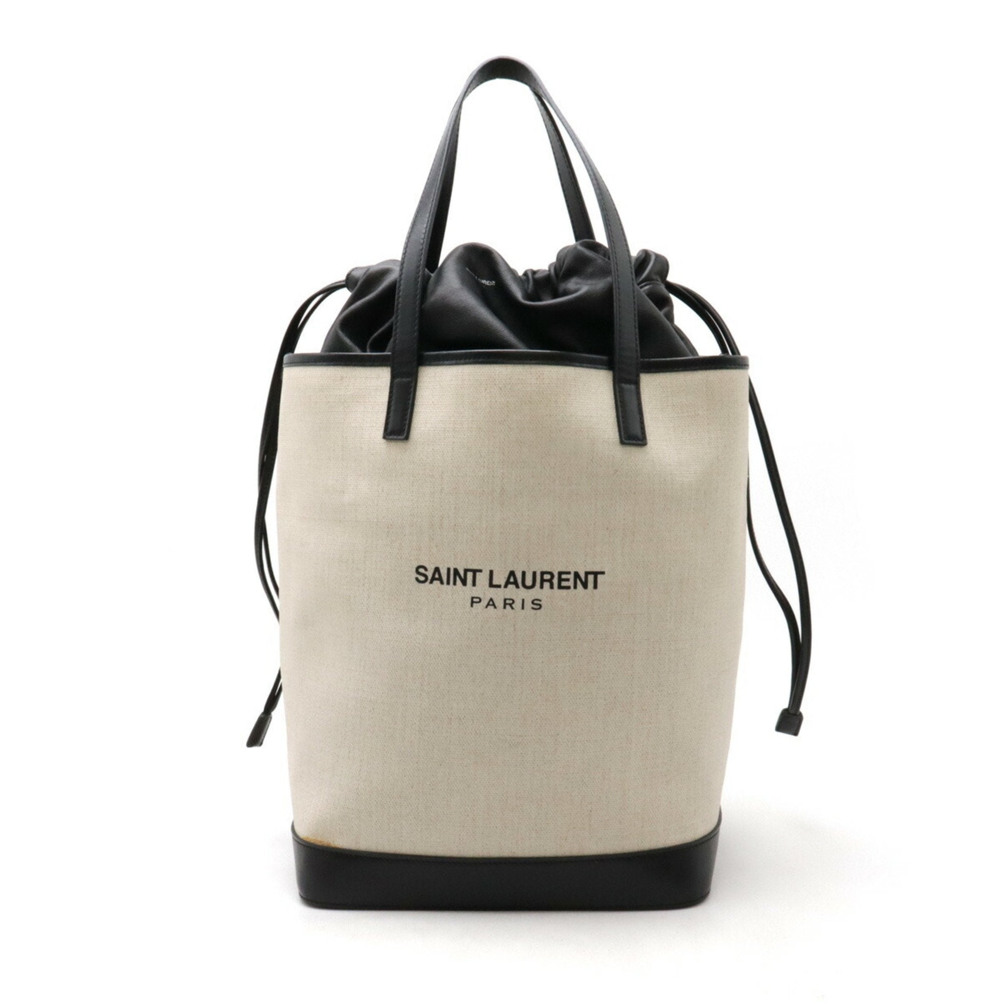 Saint Laurent Black Leather Coated Canvas Tote Bag (Pre-Owned)
