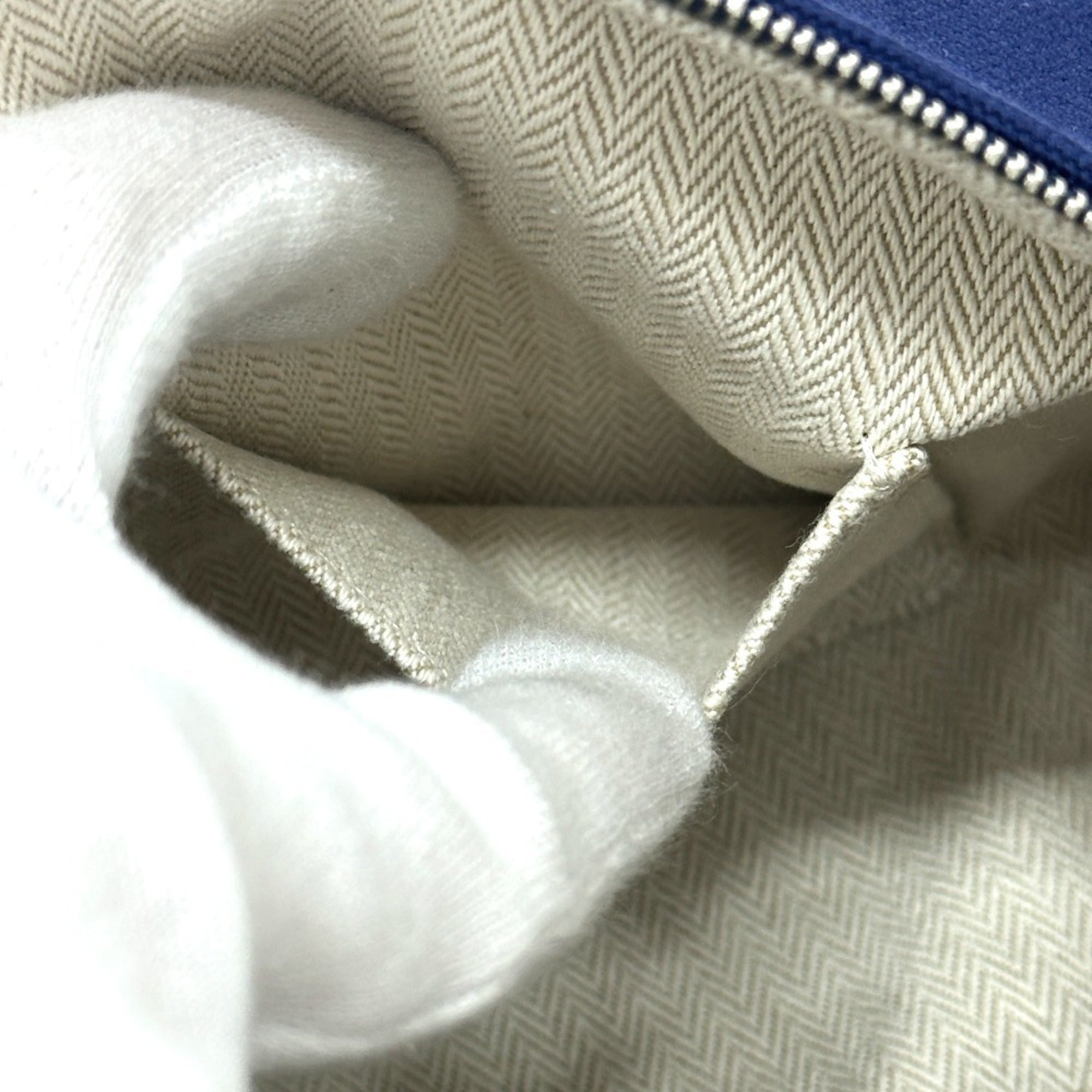 Hermes Black Blue Cotton Handbag (Pre-Owned)