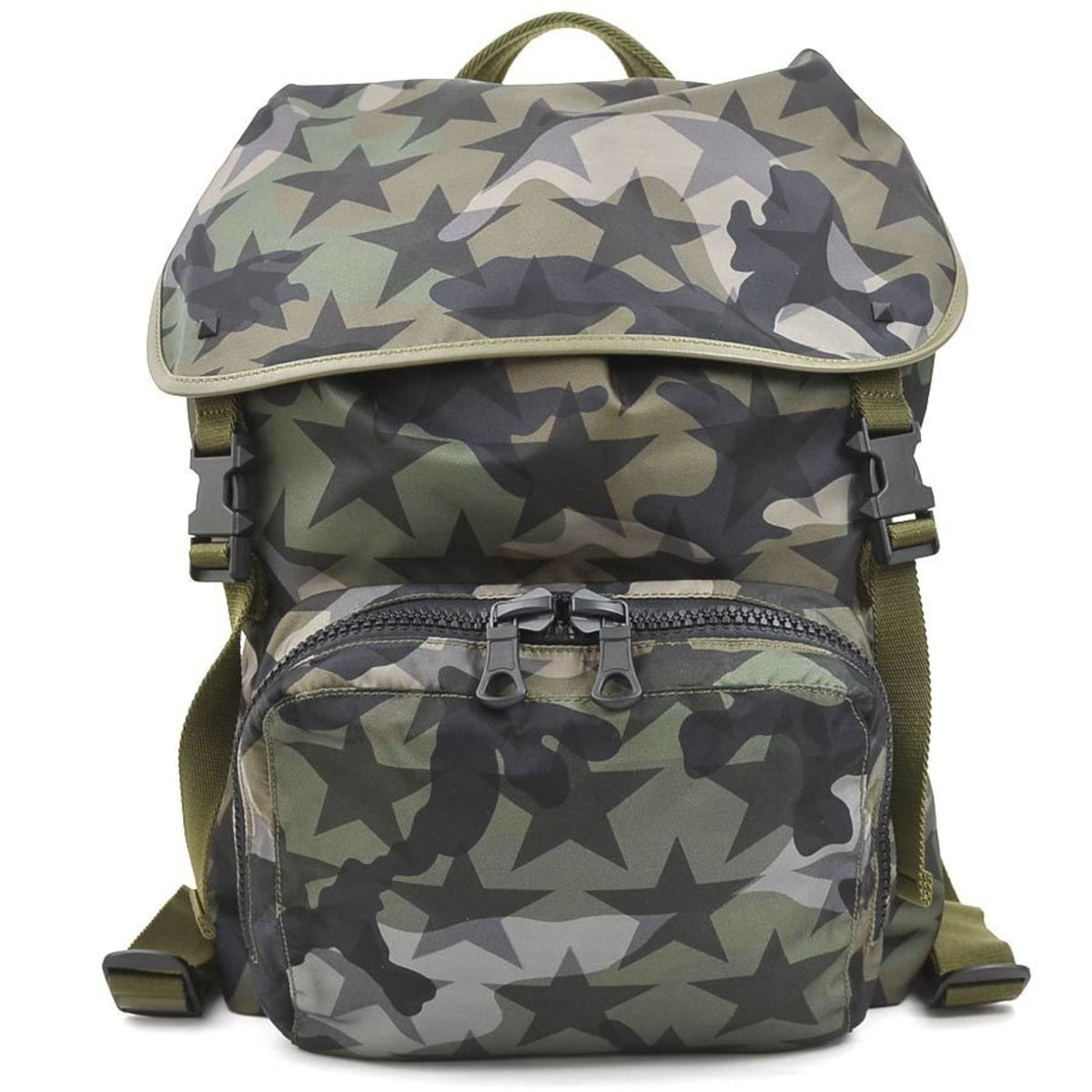 Valentino Garavani Khaki Nylon Leather Backpack (Pre-Owned)
