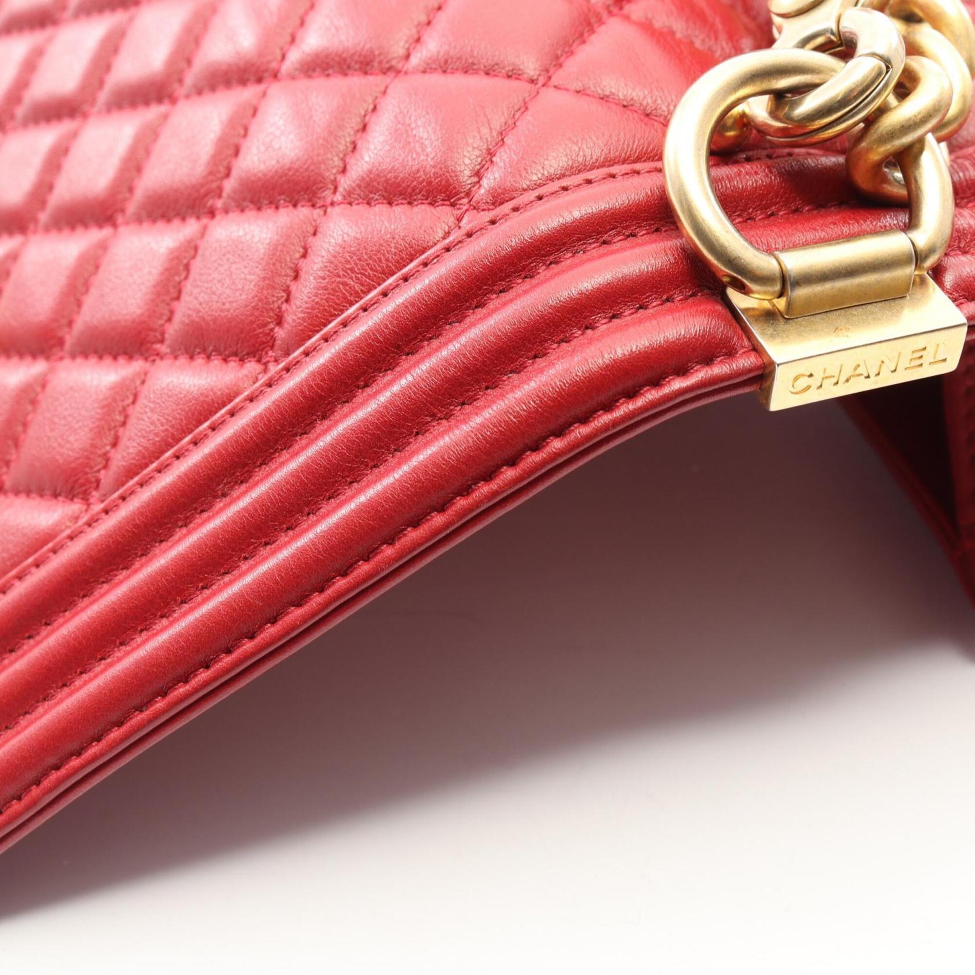 Chanel Red Color Leather Handbag Shoulder Bag (Pre-Owned)