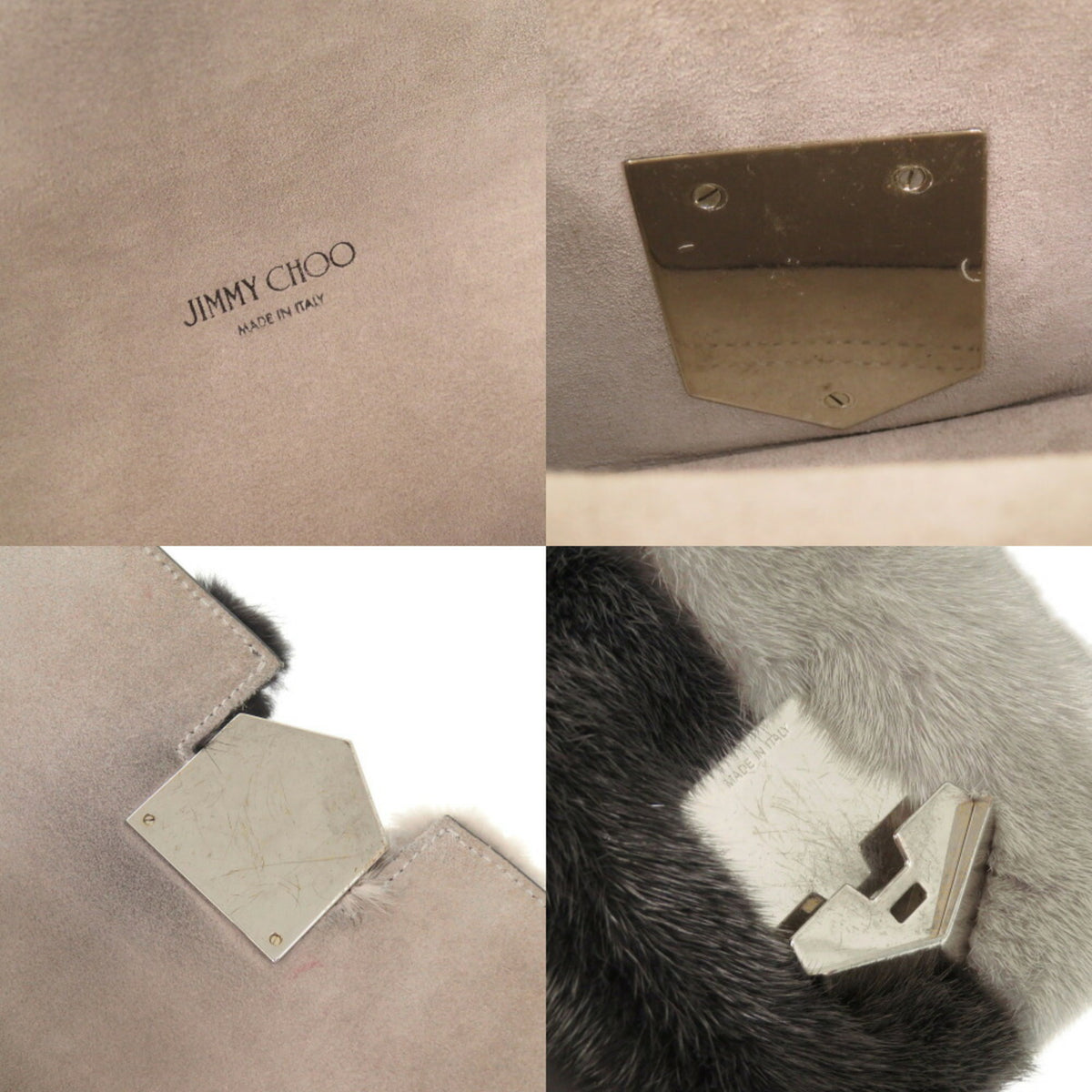 Jimmy Choo Gray Silver Leather Shoulder Bag (Pre-Owned)