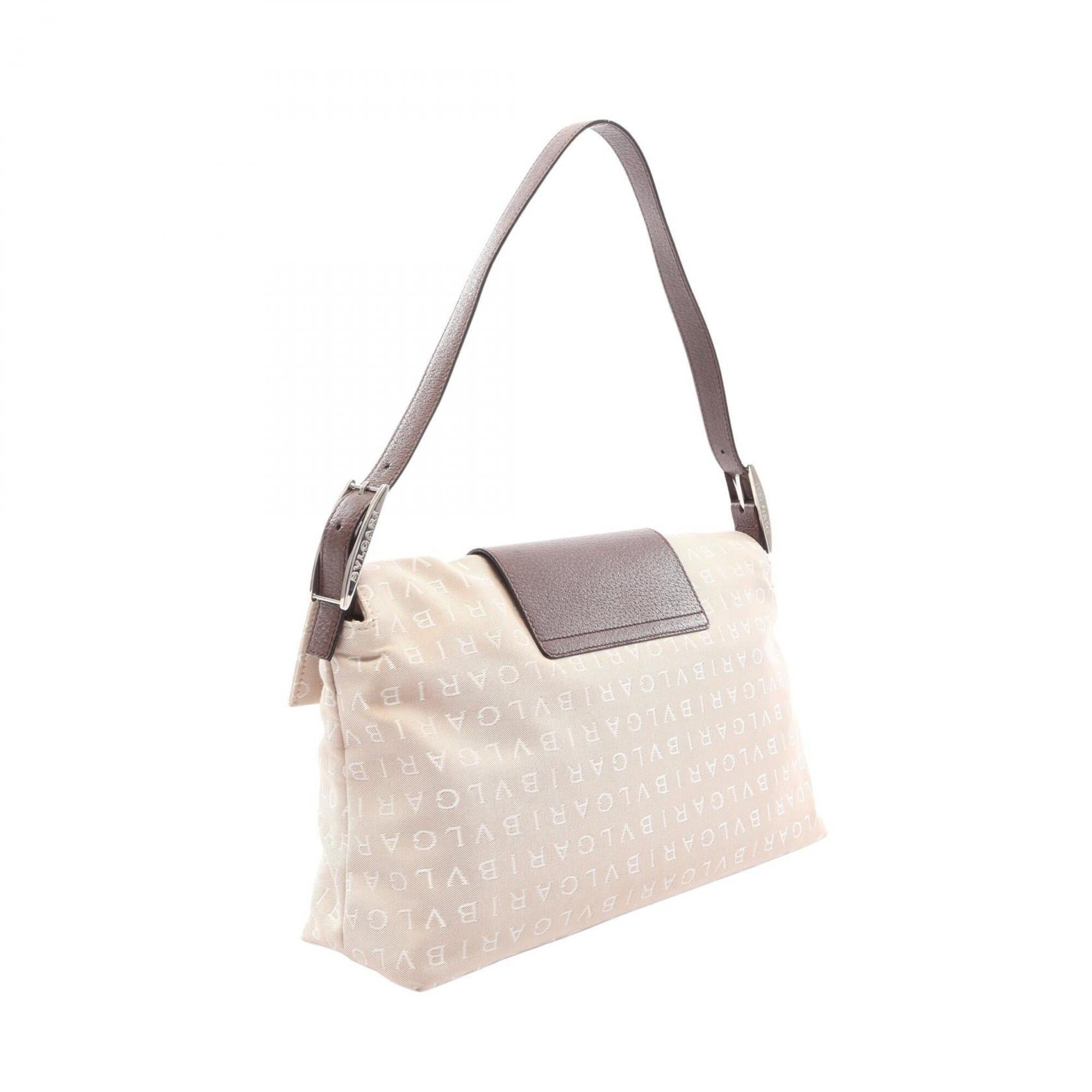 Bvlgari Beige Brown Canvas Leather Handbag Shoulder Bag (Pre-Owned)