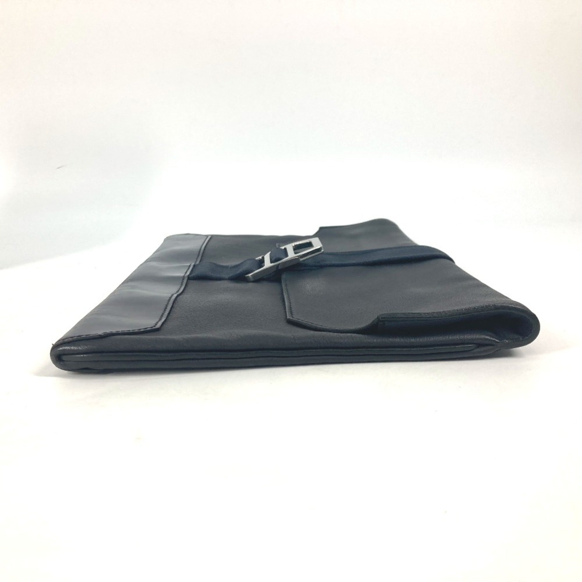 Hermes Navy Leather Clutch Bag Pouch (Pre-Owned)