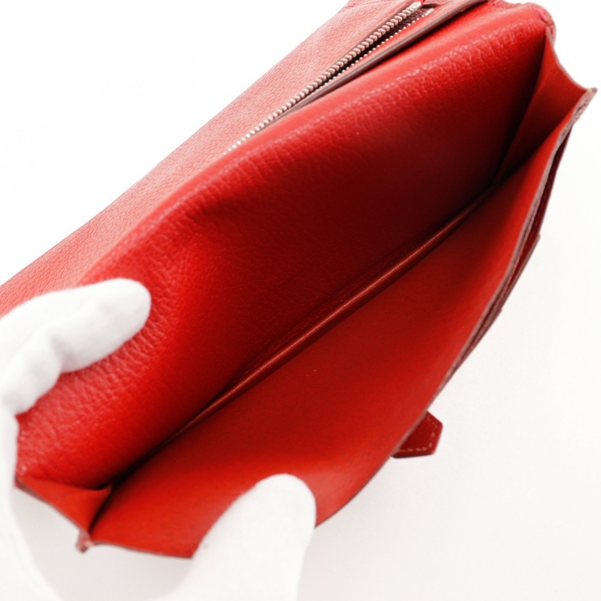 Hermes Red Color Wallet (Bi-Fold) (Pre-Owned)